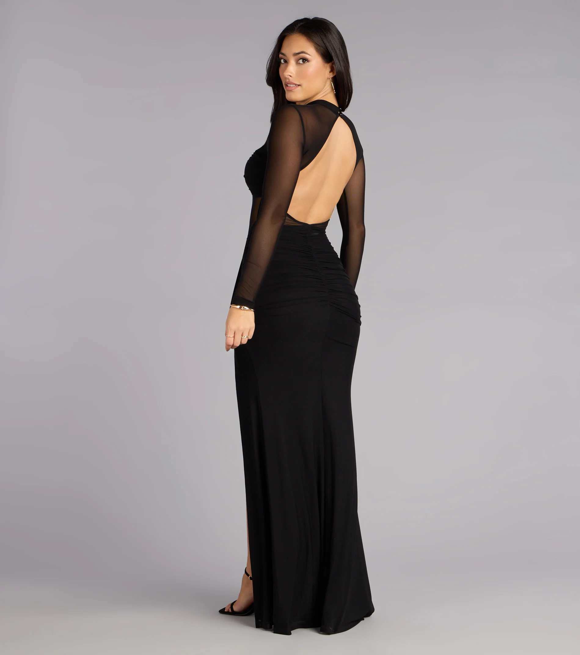 Raelyn Mesh Long Sleeve Mermaid Formal Dress