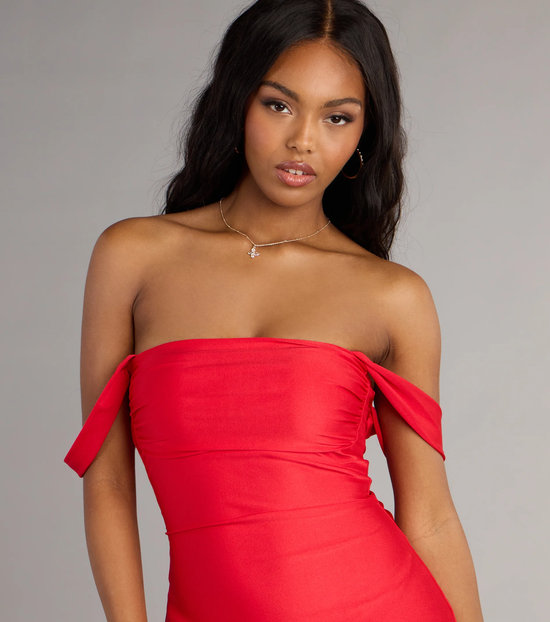 Classics Lover Off-The-Shoulder Satin A-Line Mini Dress
