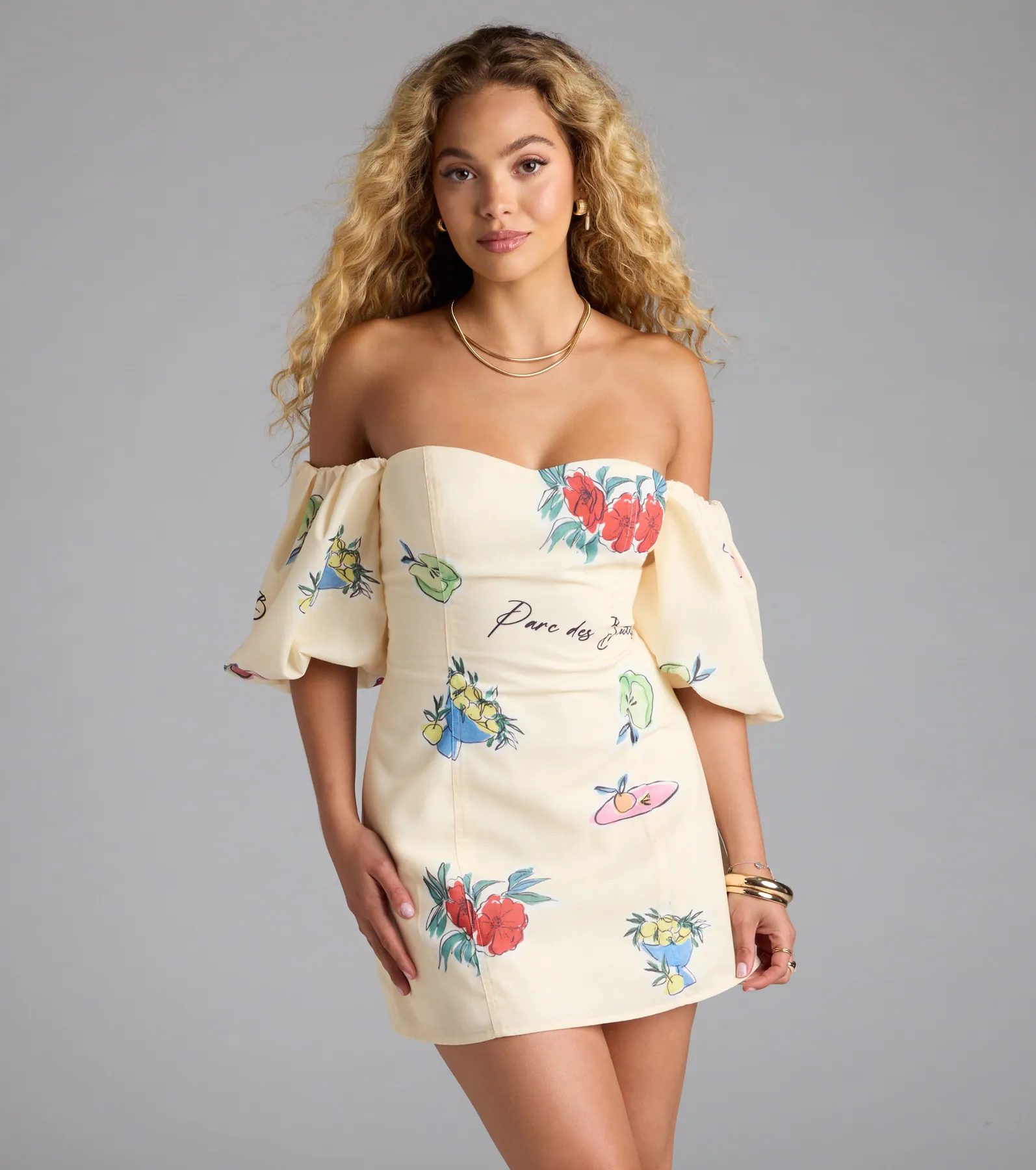 Sent A Postcard Lace-Up Print Mini Dress