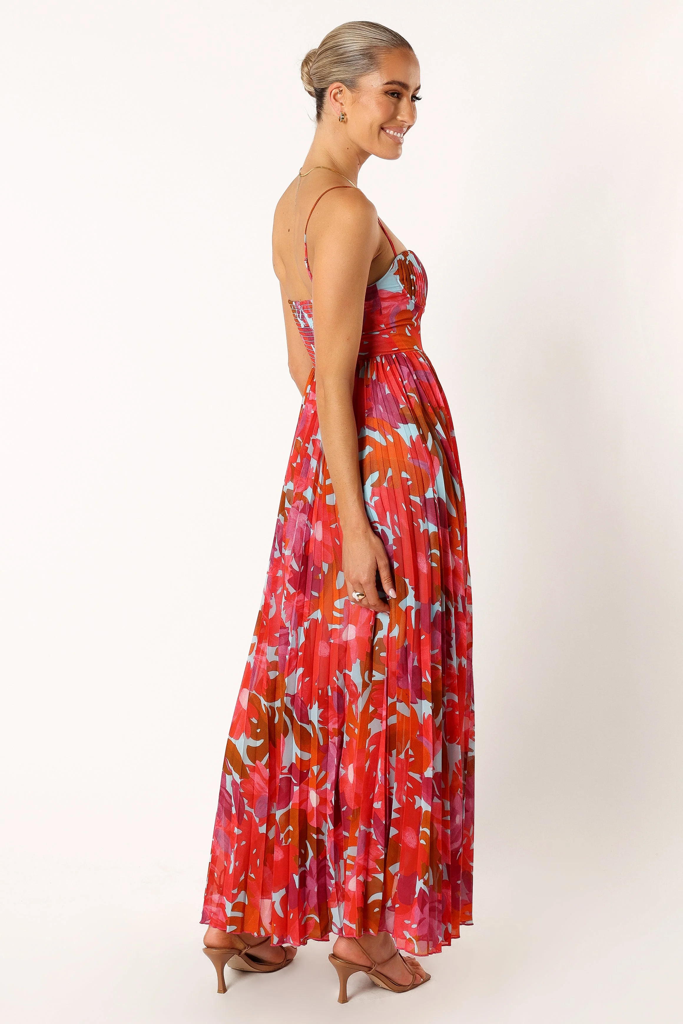 Achanti Pleated Maxi Dress - Pink Azalea