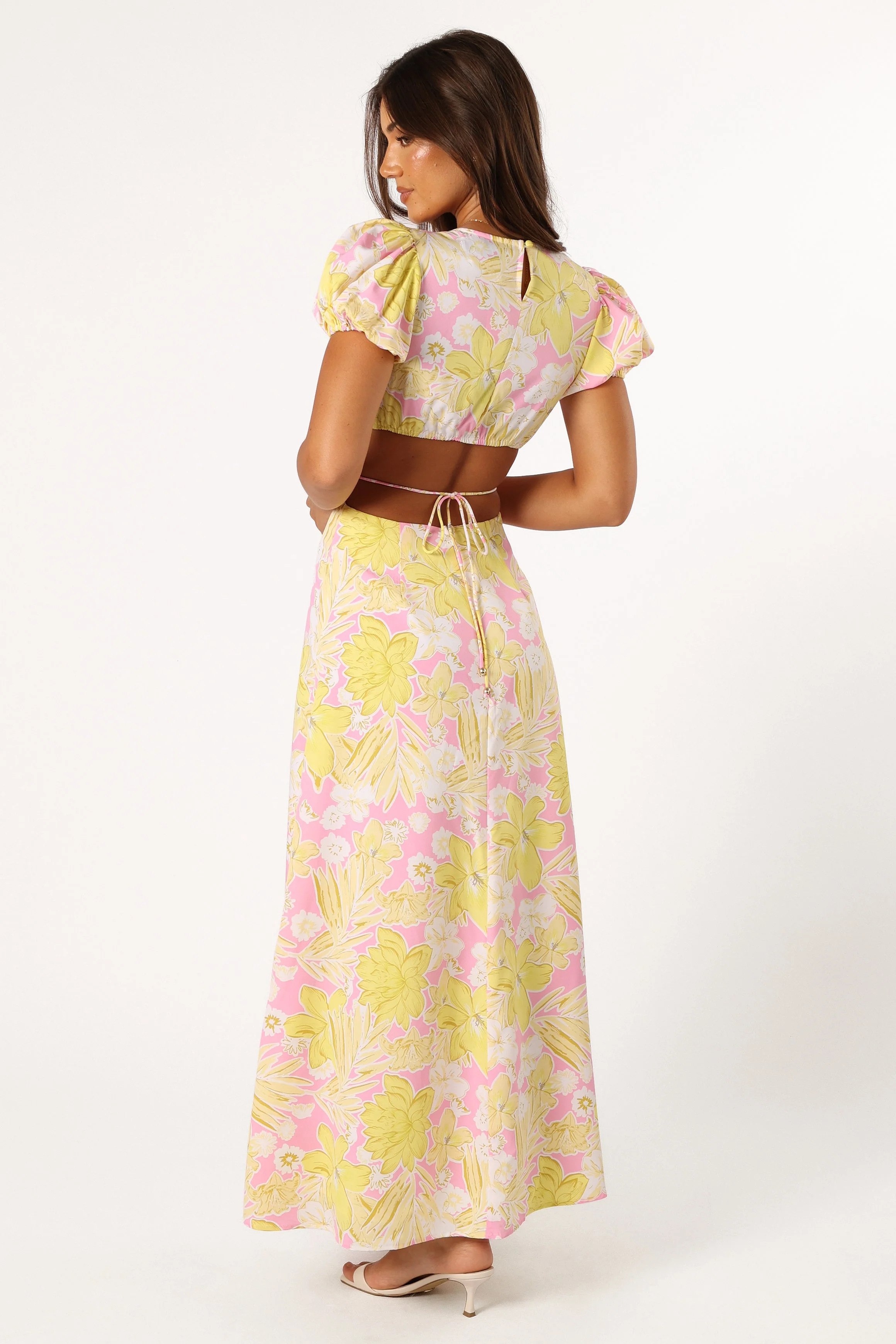 Noella Cut Out Midi Dress - Lime Pink