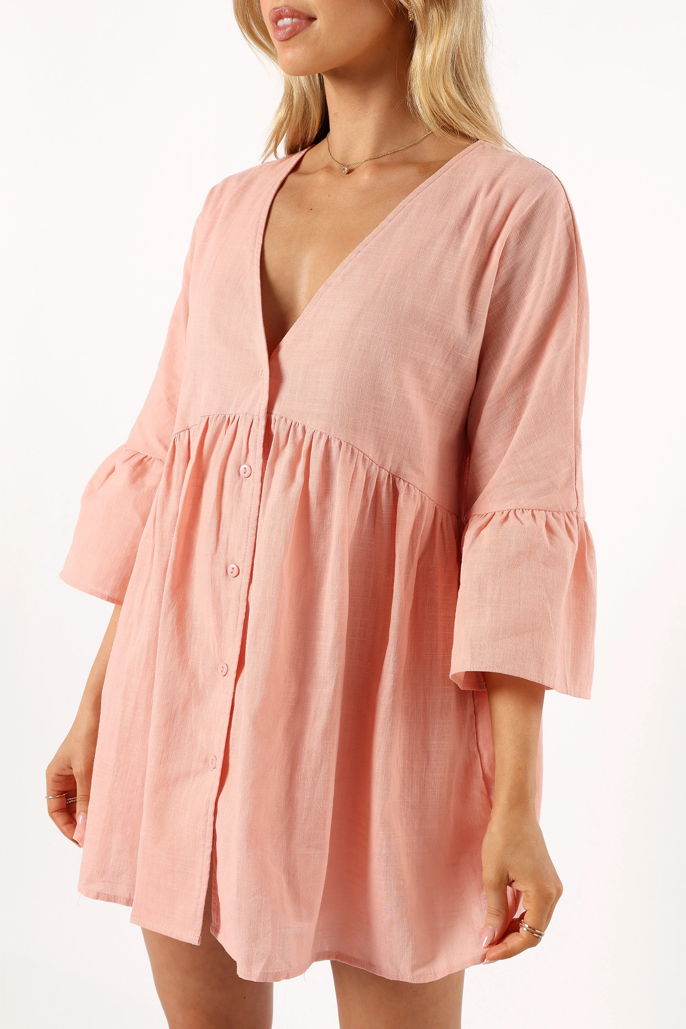 Leif Long Sleeve Mini Dress - Pink