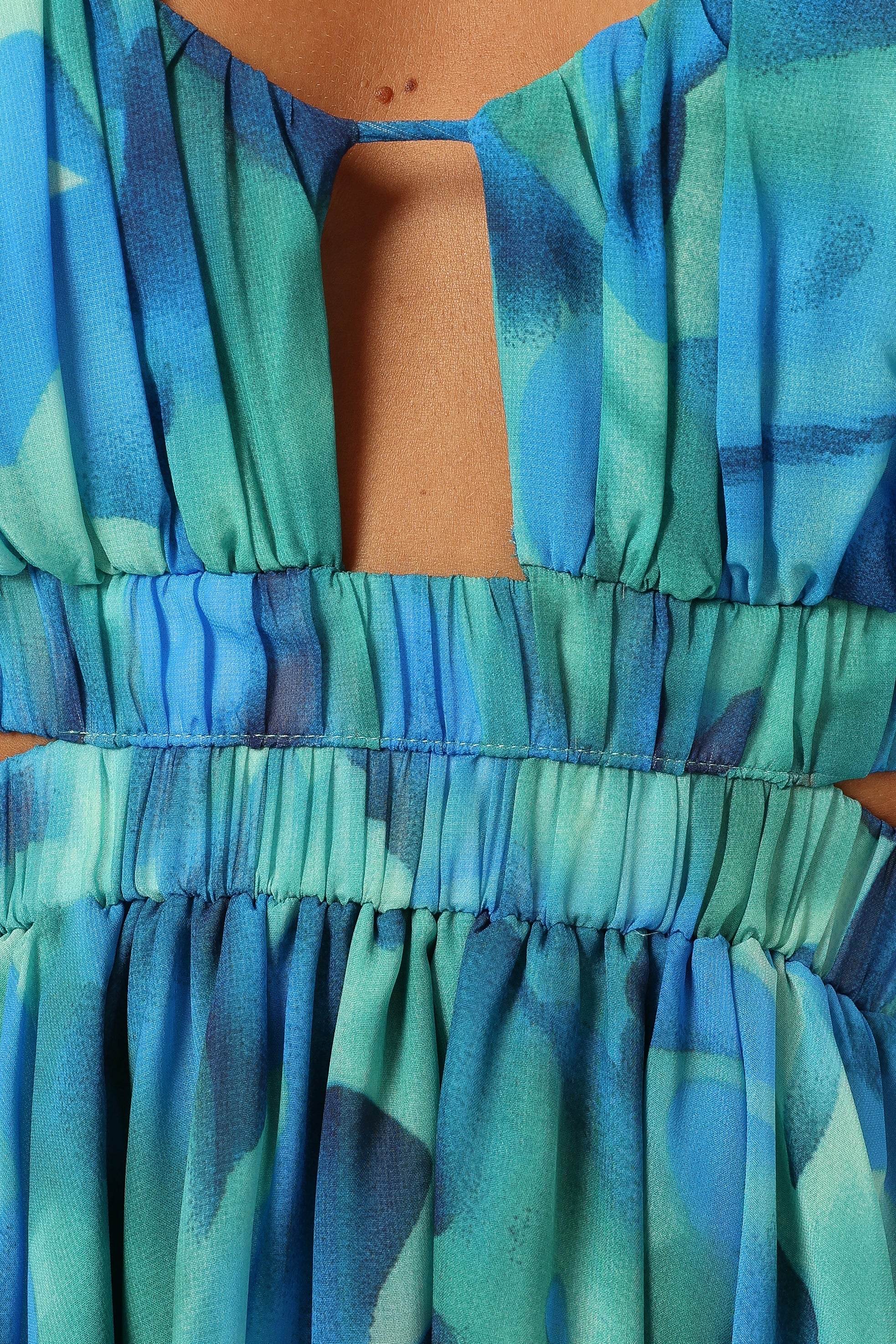 Katniss Long Sleeve Mini Dress - Blue Floral