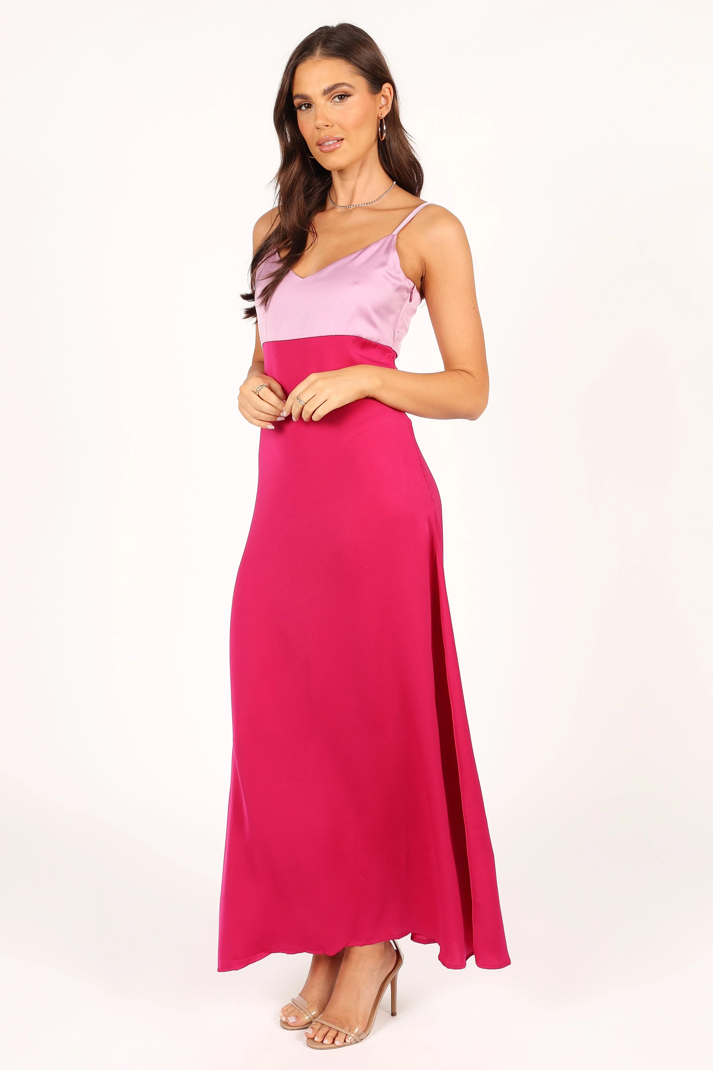 Lumley Colourblock Slip Midi Dress - Berry/Dusty Rose