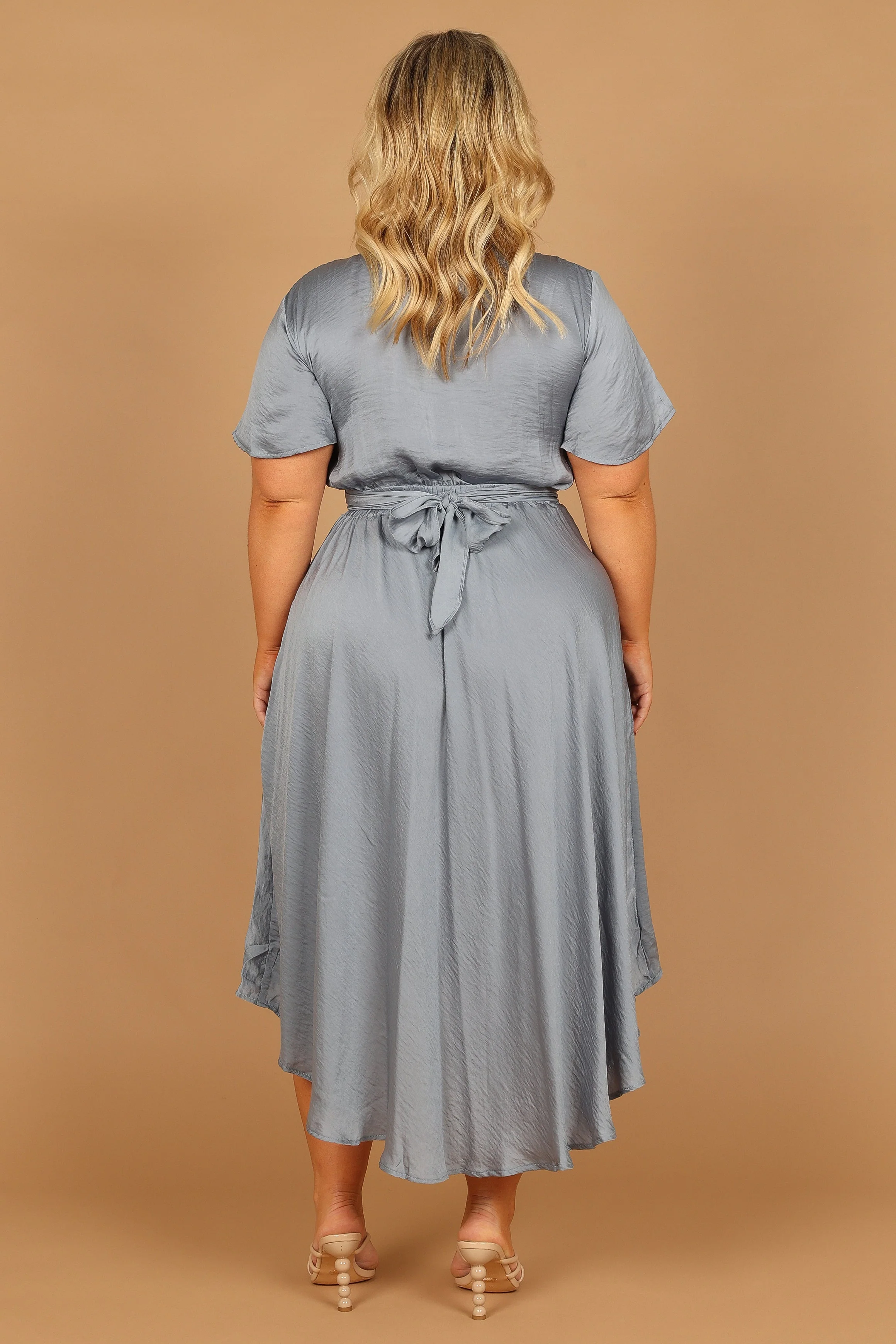 Amanda Hi Lo Tie Front Dress - Blue