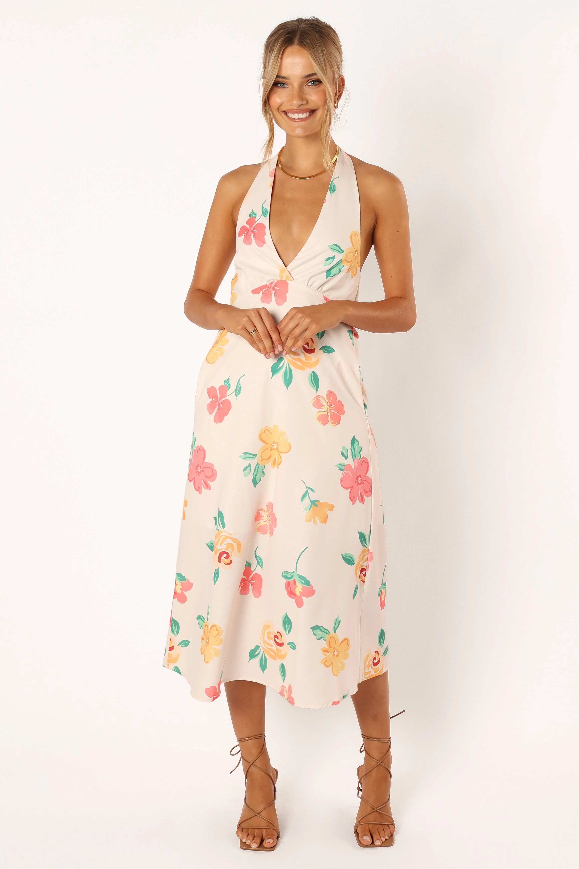 Lylly Floral Midi Dress - White