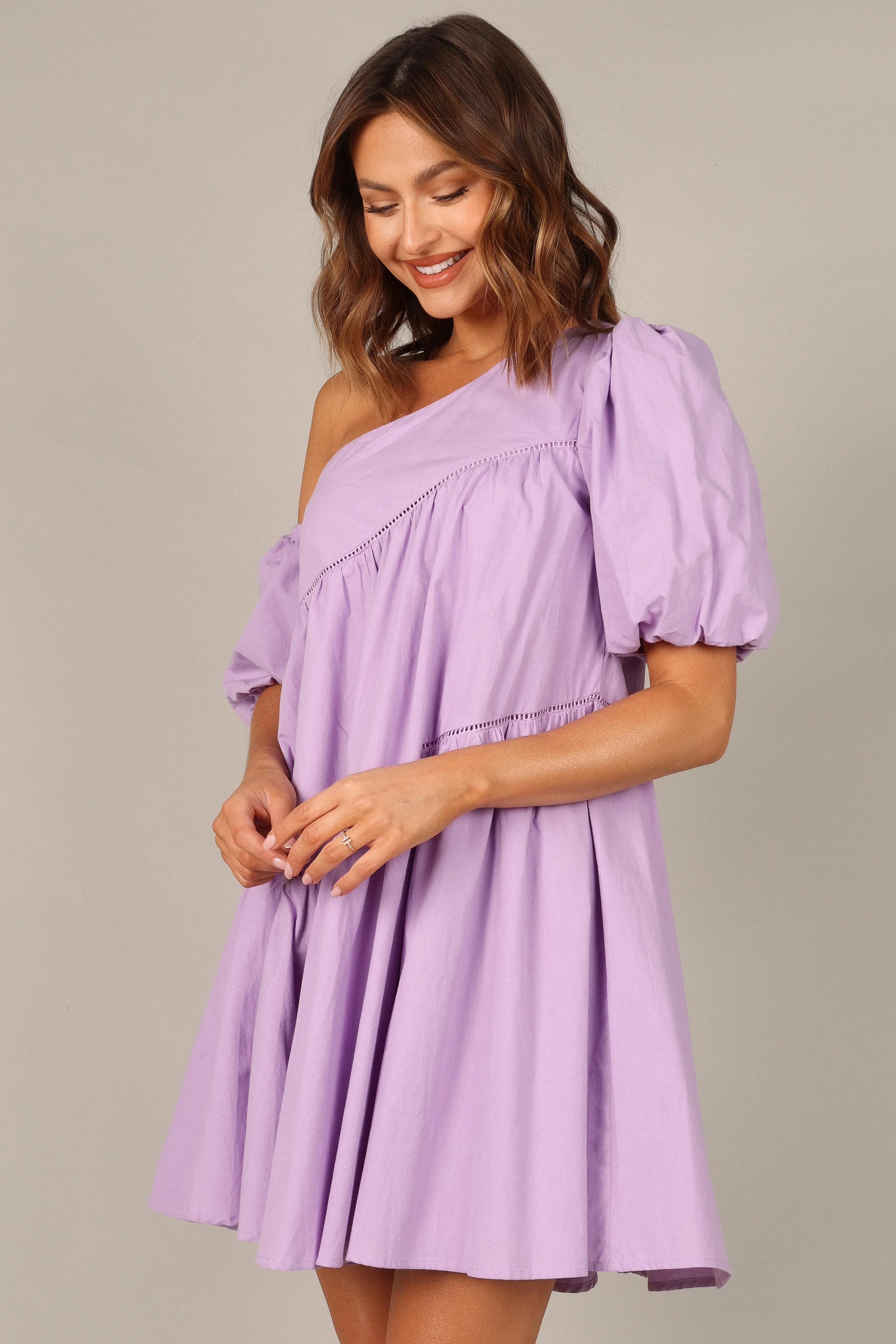 Lottie Off Shoulder Mini Dress - Lilac
