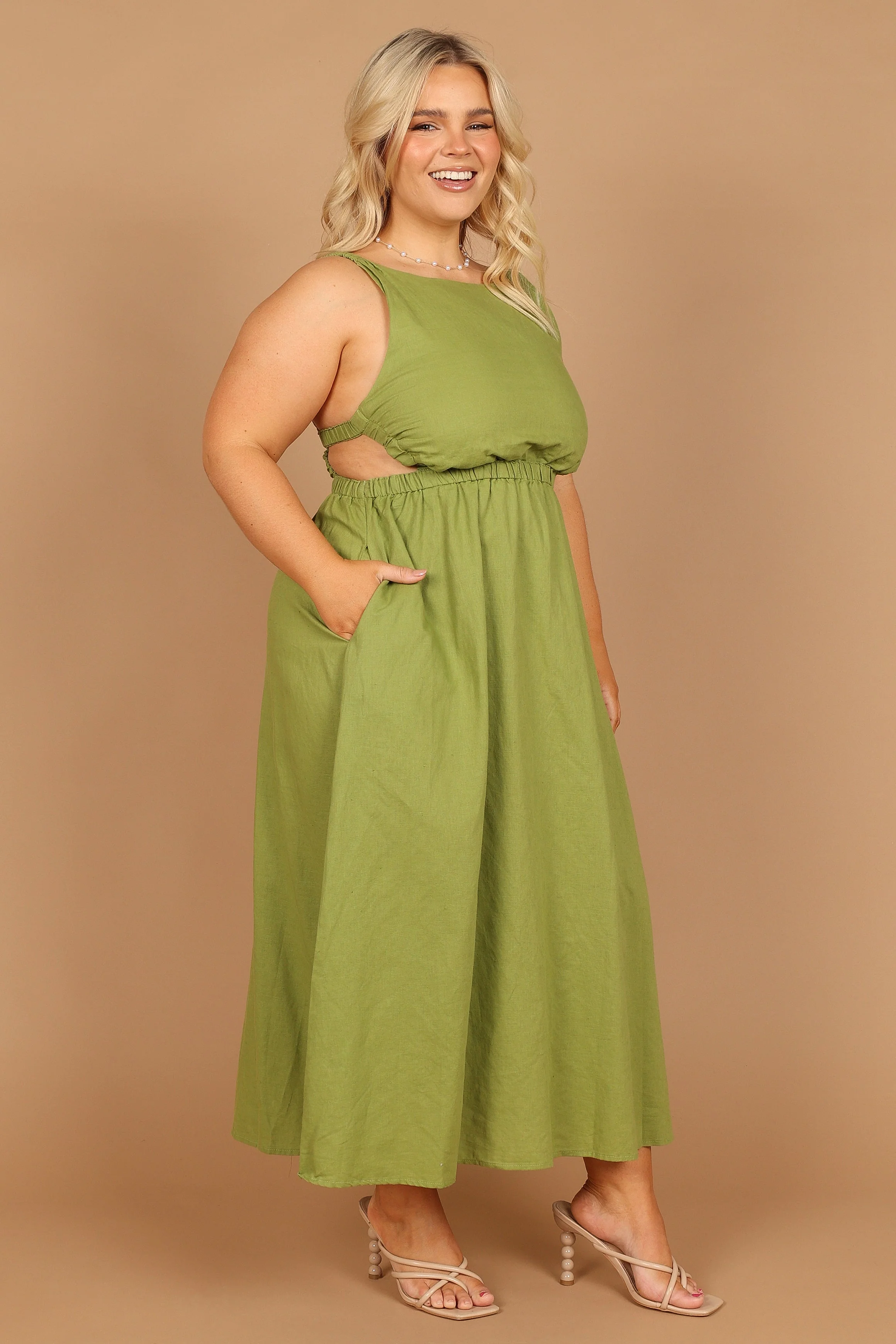 Aubrey Cutout Midi Dress - Green