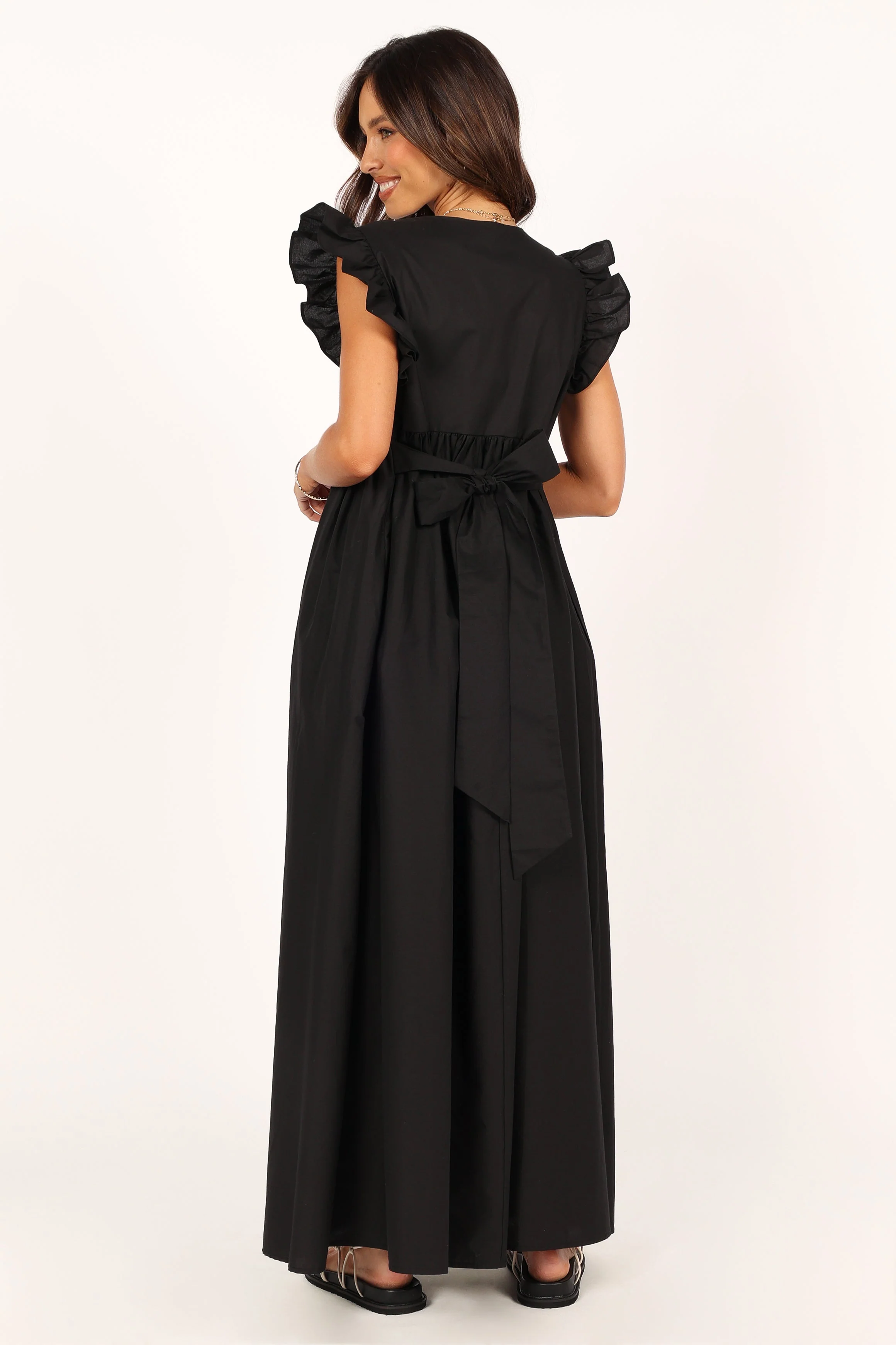 Scout Frill Shoulder Maxi Dress - Black
