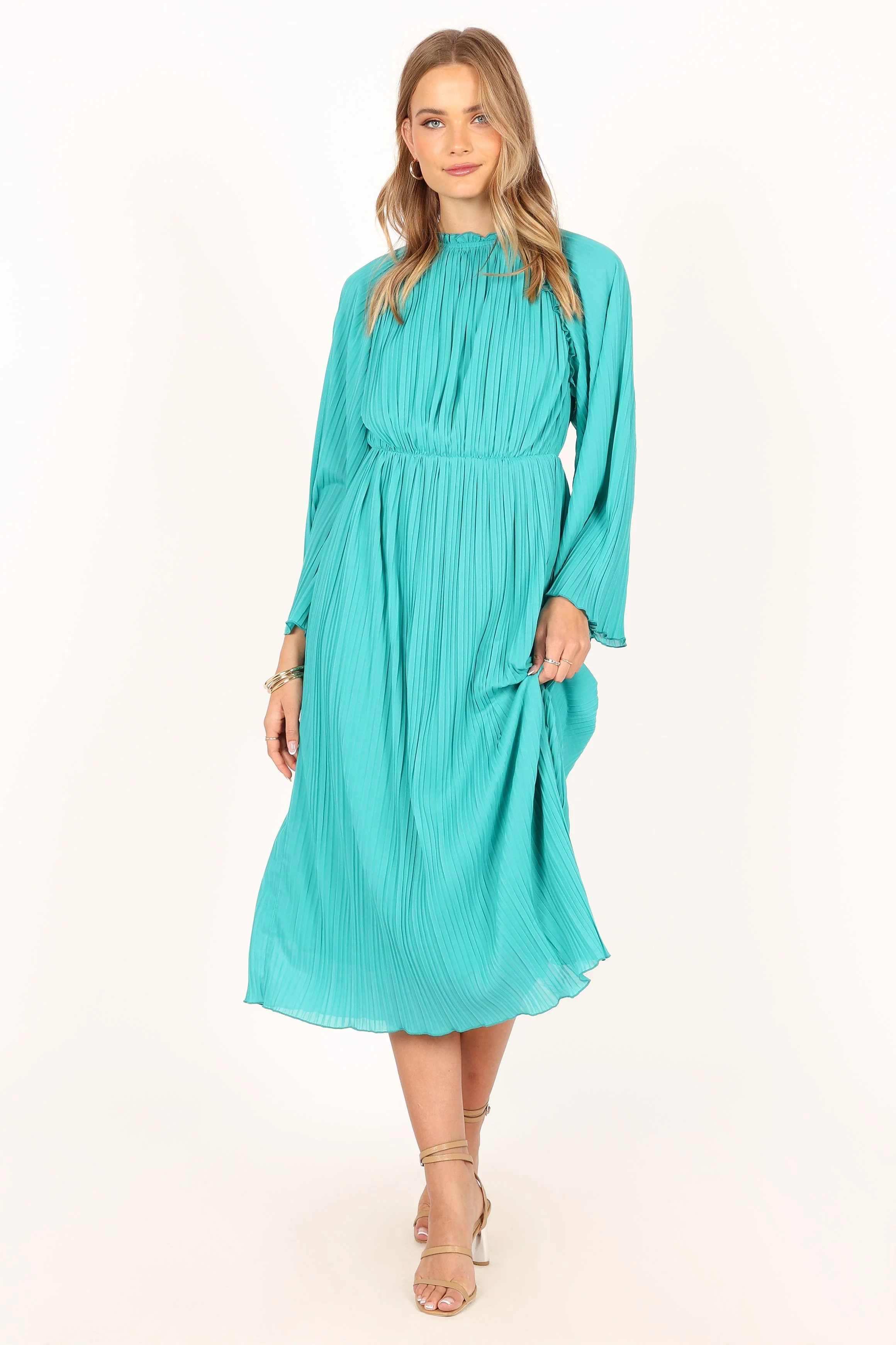 Olivia Long Sleeve Midi Dress - Teal