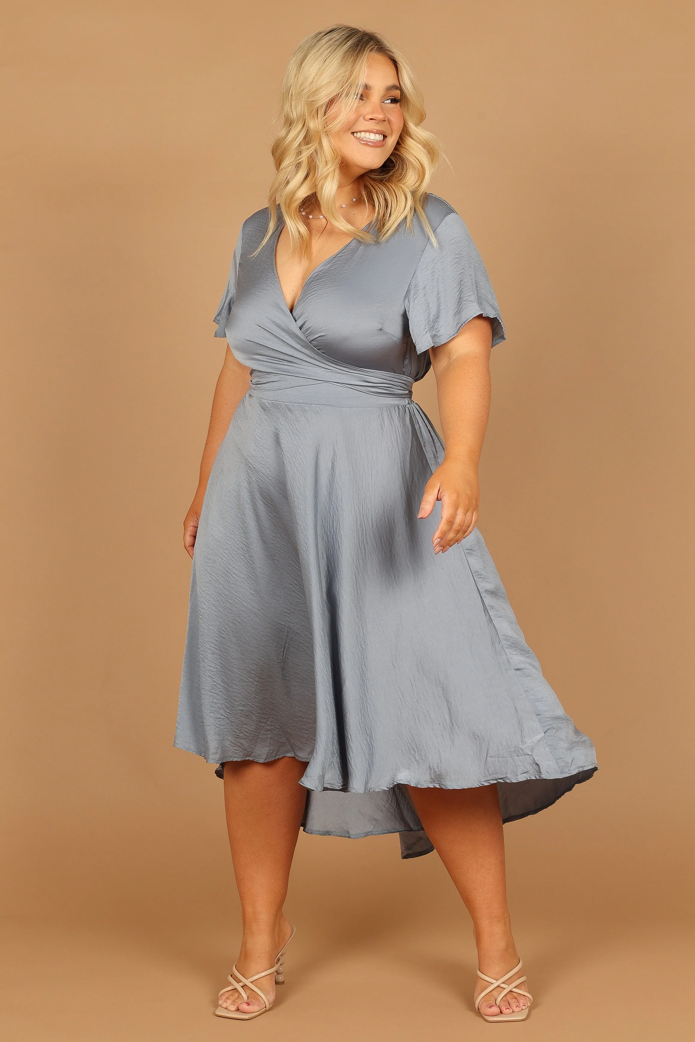 Amanda Hi Lo Tie Front Dress - Blue