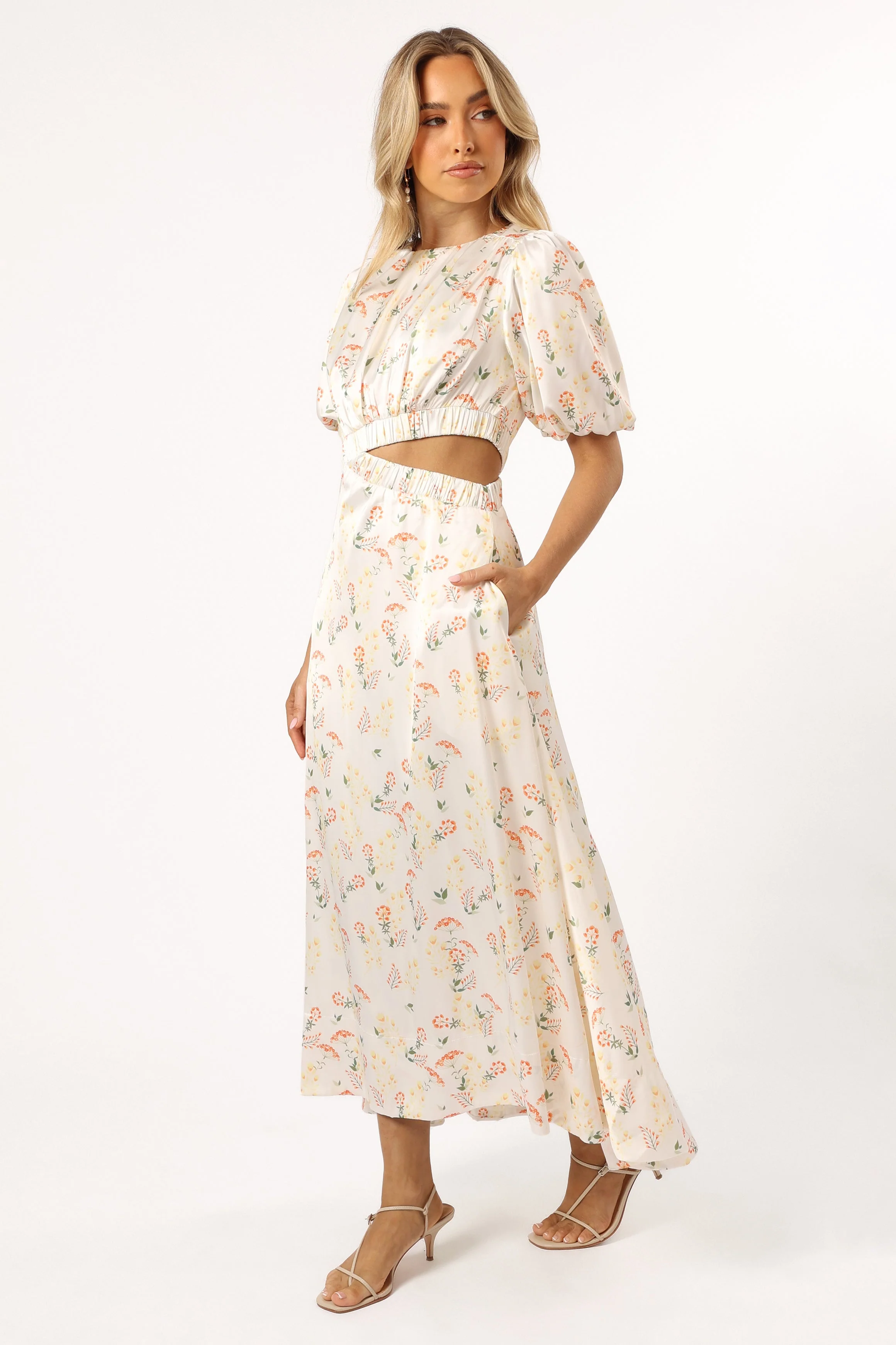 Aminah Puff Sleeve Dress - Yellow Floral