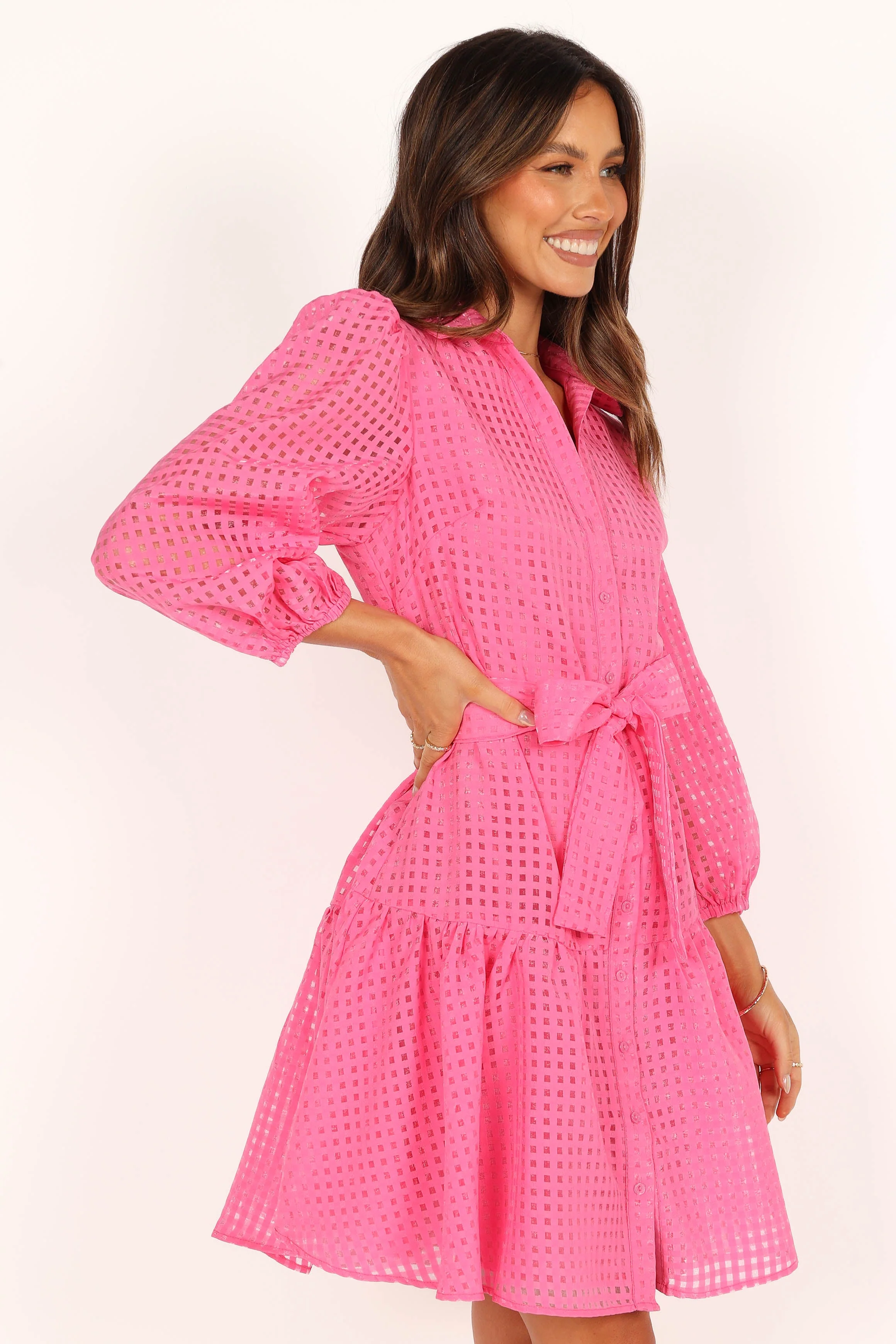 Belinda Long Sleeve Mini Dress - Pink
