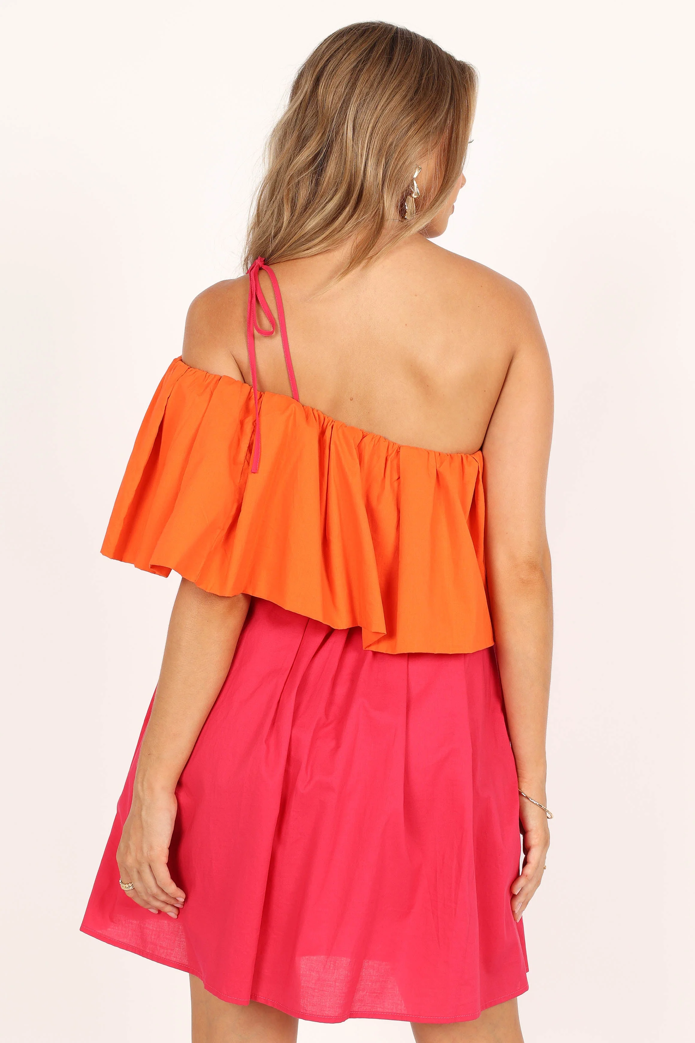 Maeva One Shoulder Mini Dress - Pink/Orange
