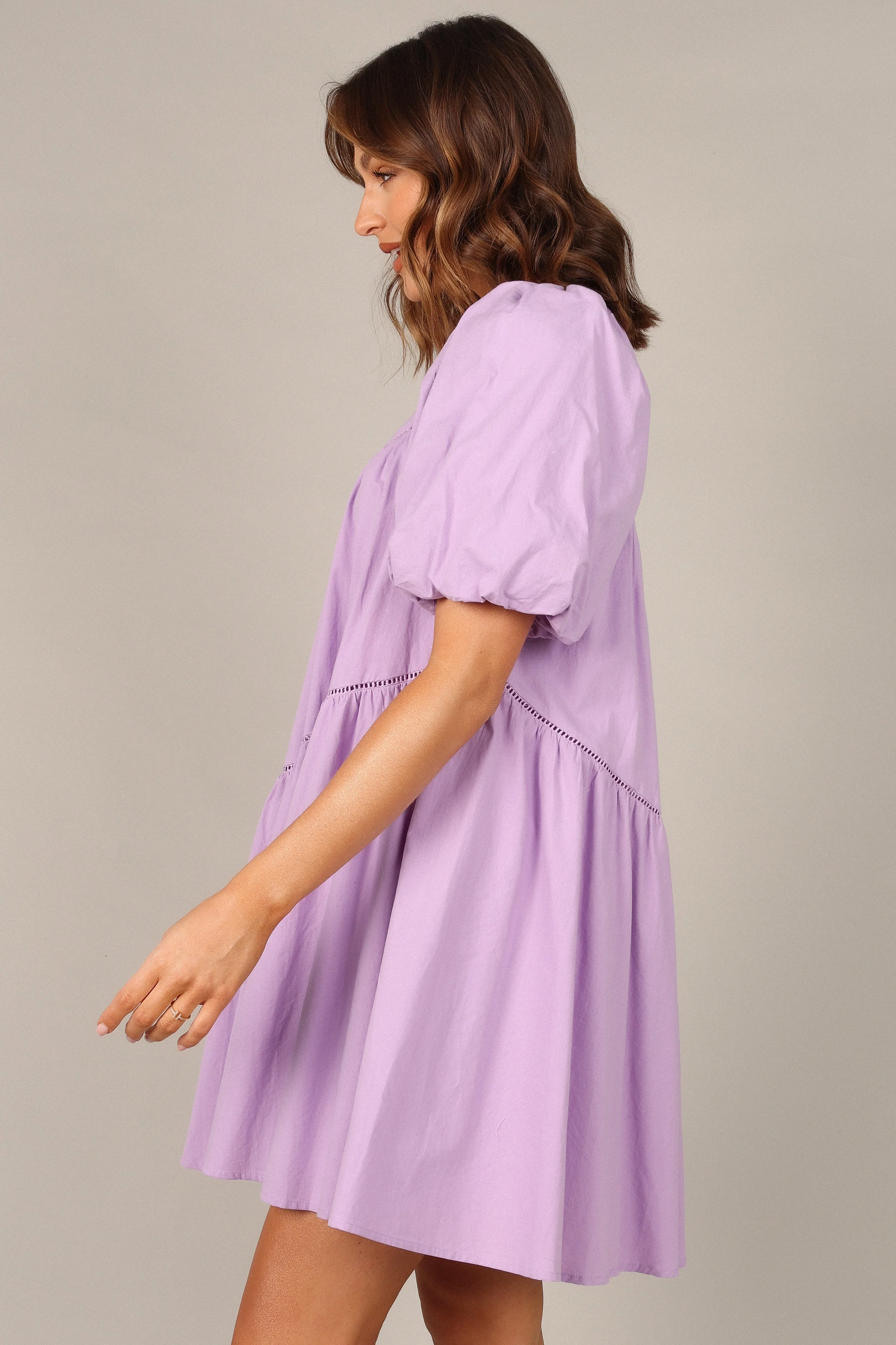 Lottie Off Shoulder Mini Dress - Lilac