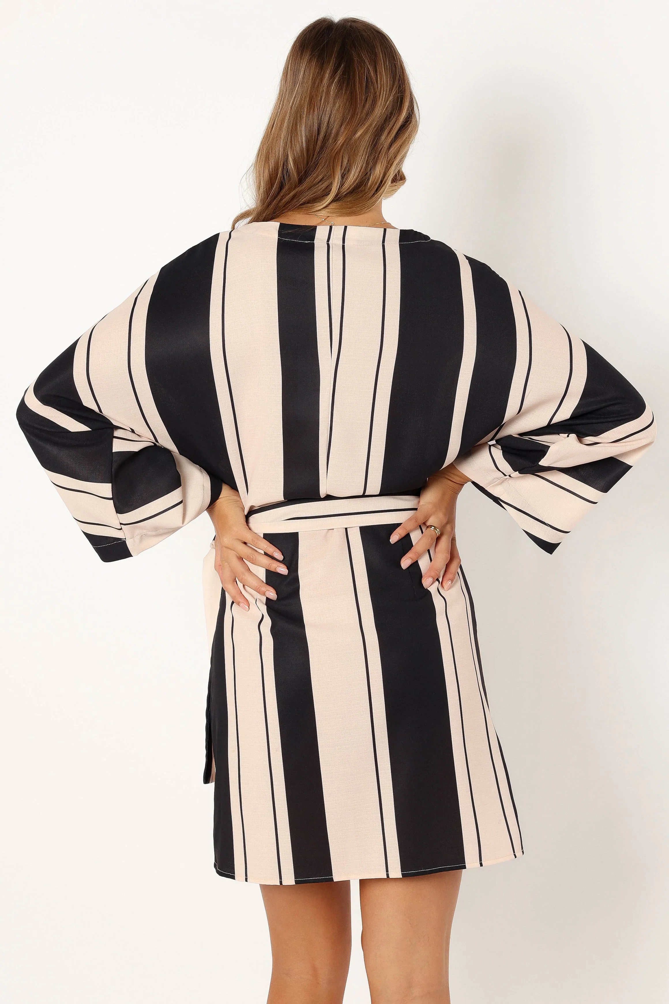 Deon Wrap Mini Dress - Black Cream