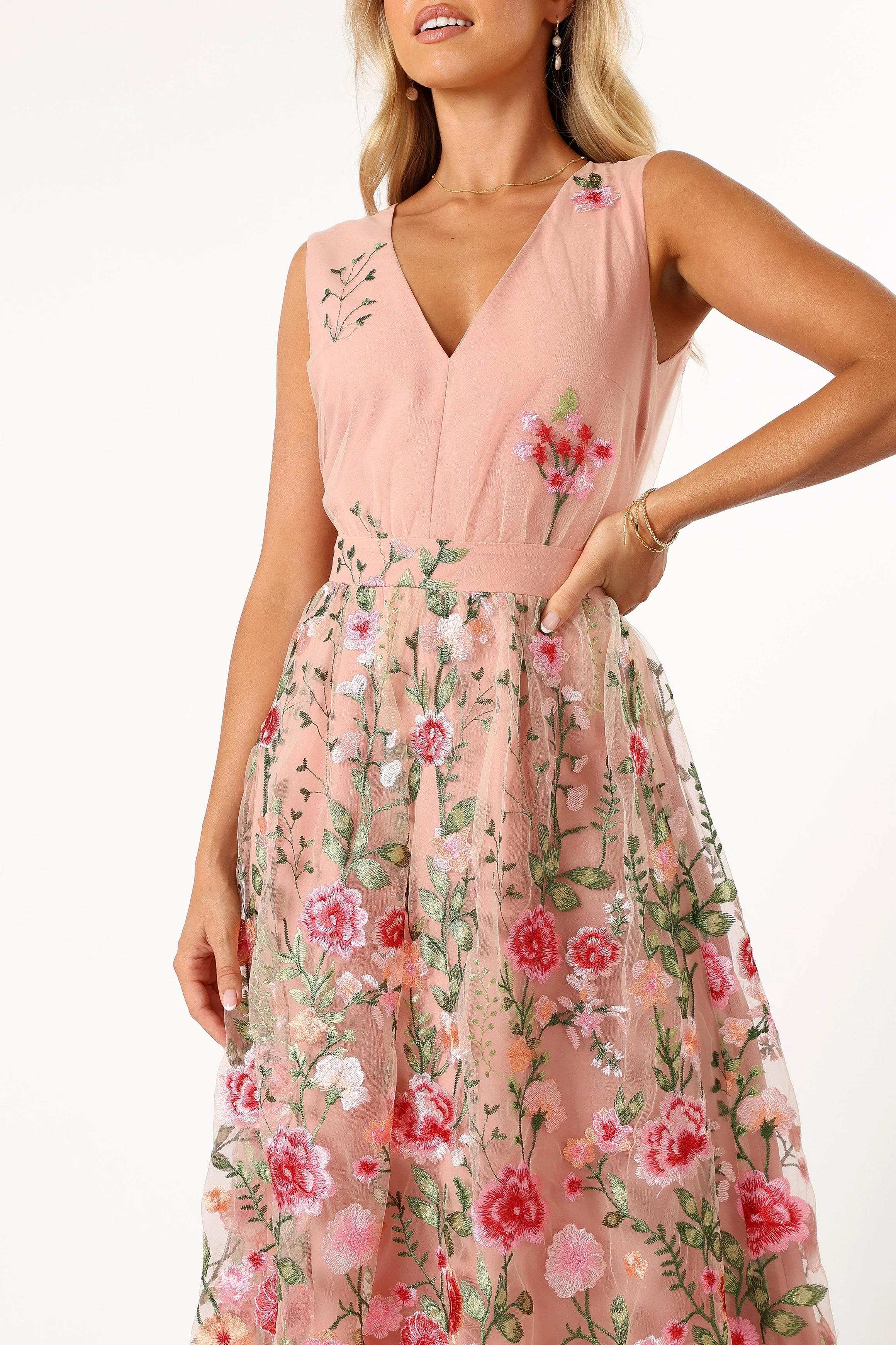Wonderland Midi Dress - Pink Floral