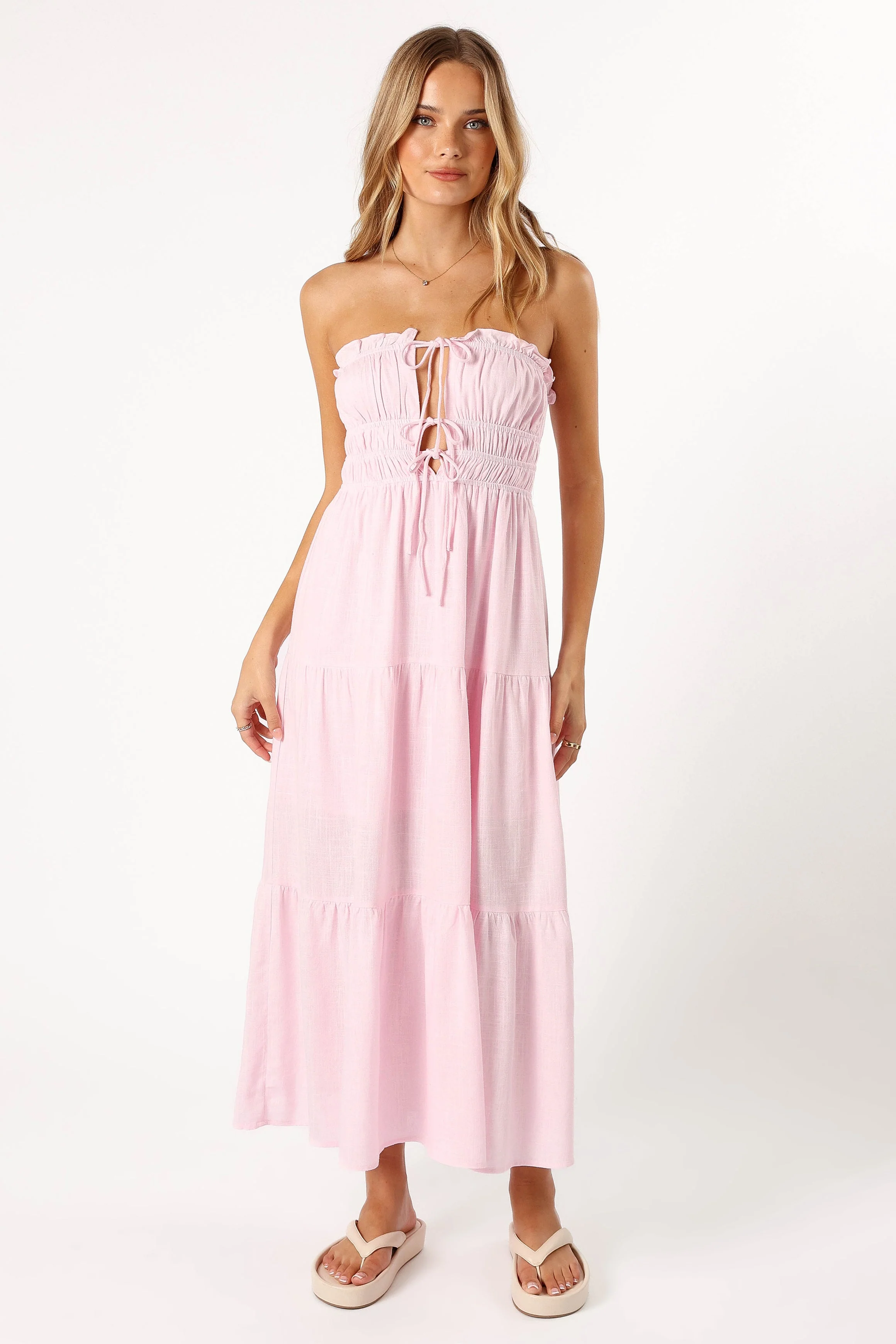 Iris Strapless Midi Dress - Pink