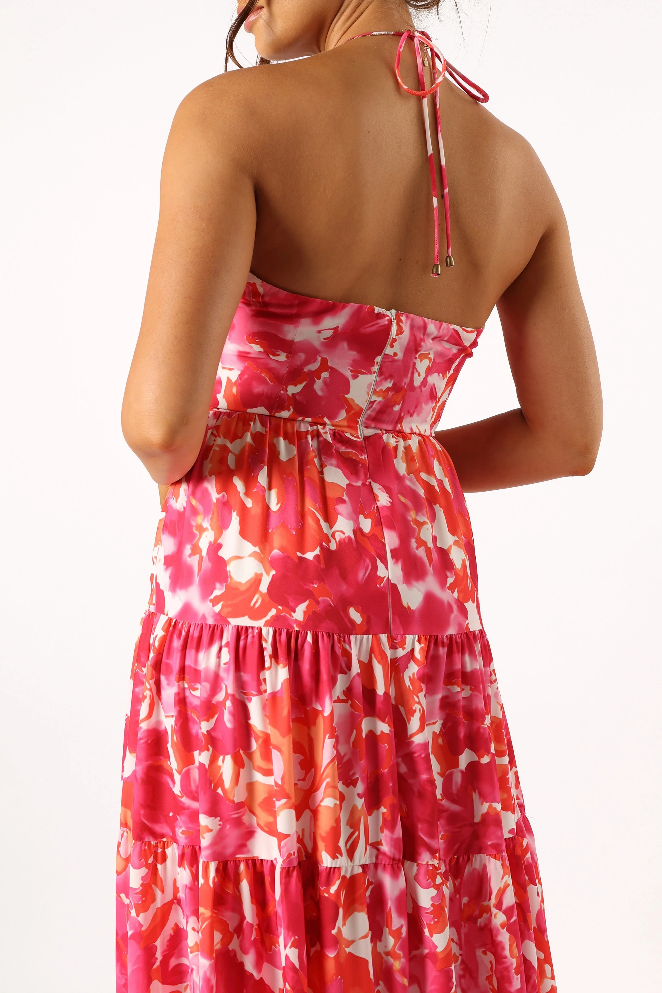 Carva Halterneck Maxi Dress - Pink Floral