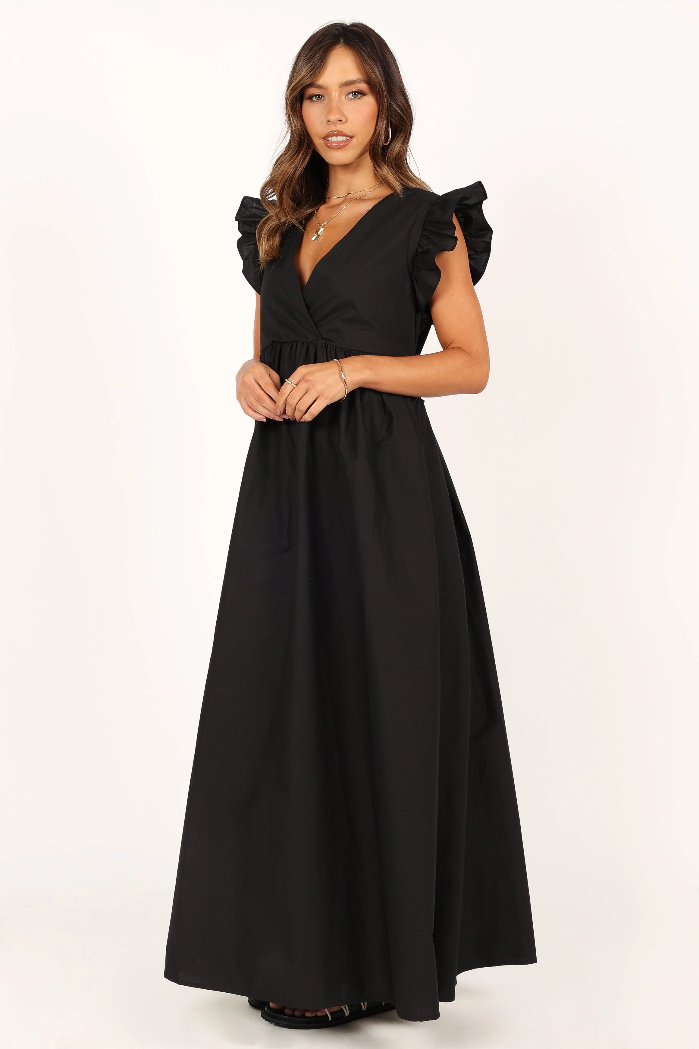 Scout Frill Shoulder Maxi Dress - Black