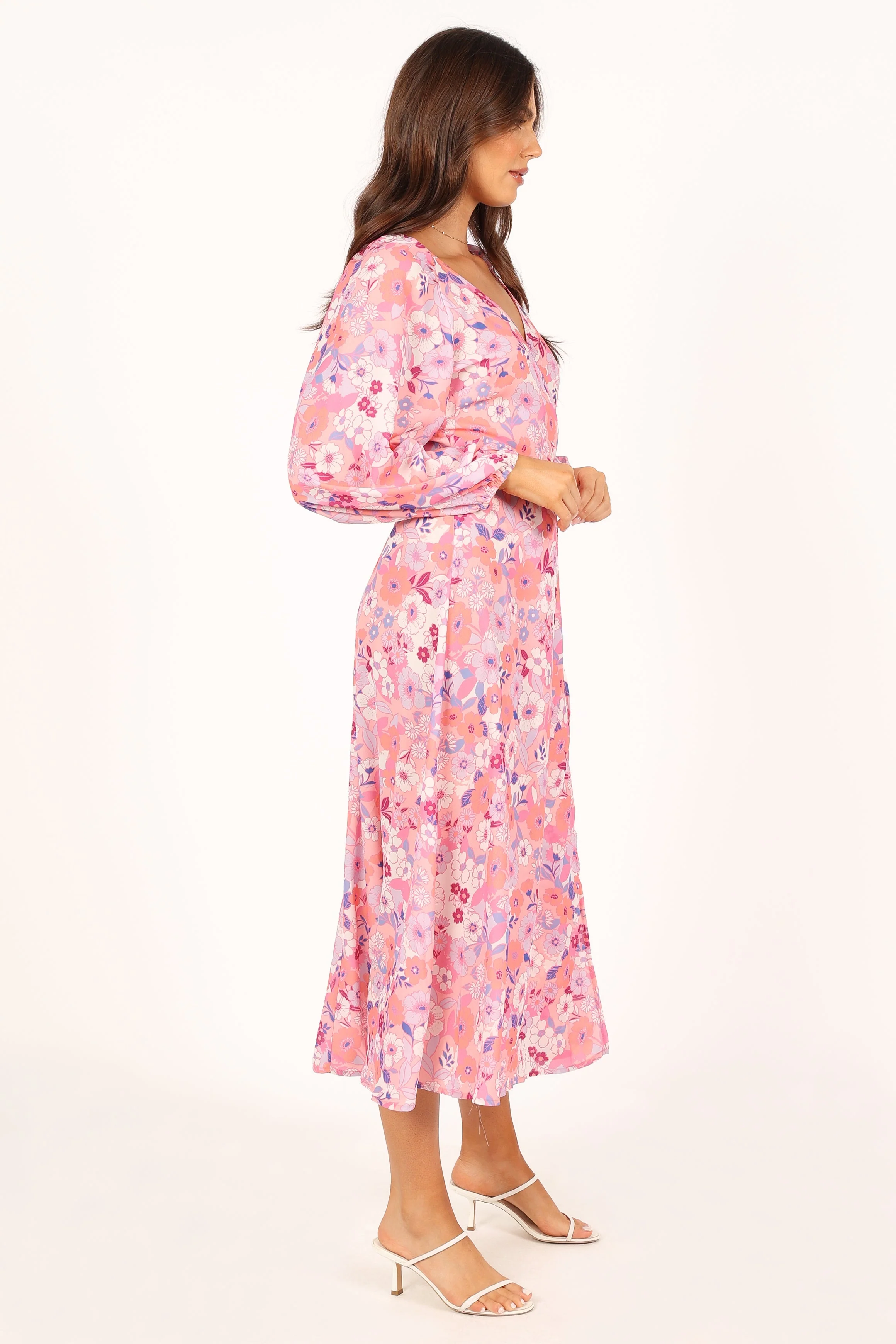 Phiona Long Sleeve Midi Dress - Pink Floral