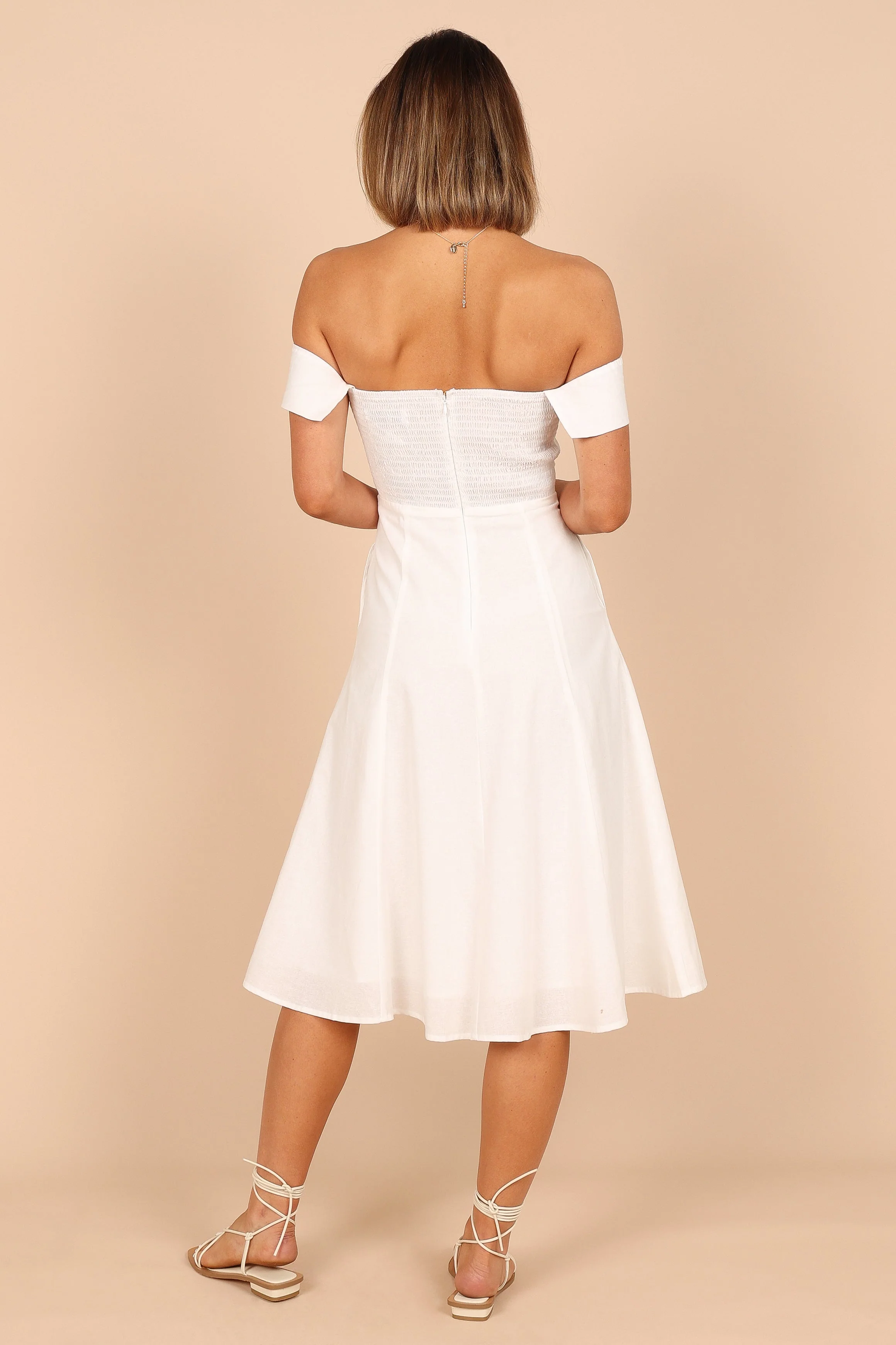 Lulu Off Shoulder Midi Dress - White