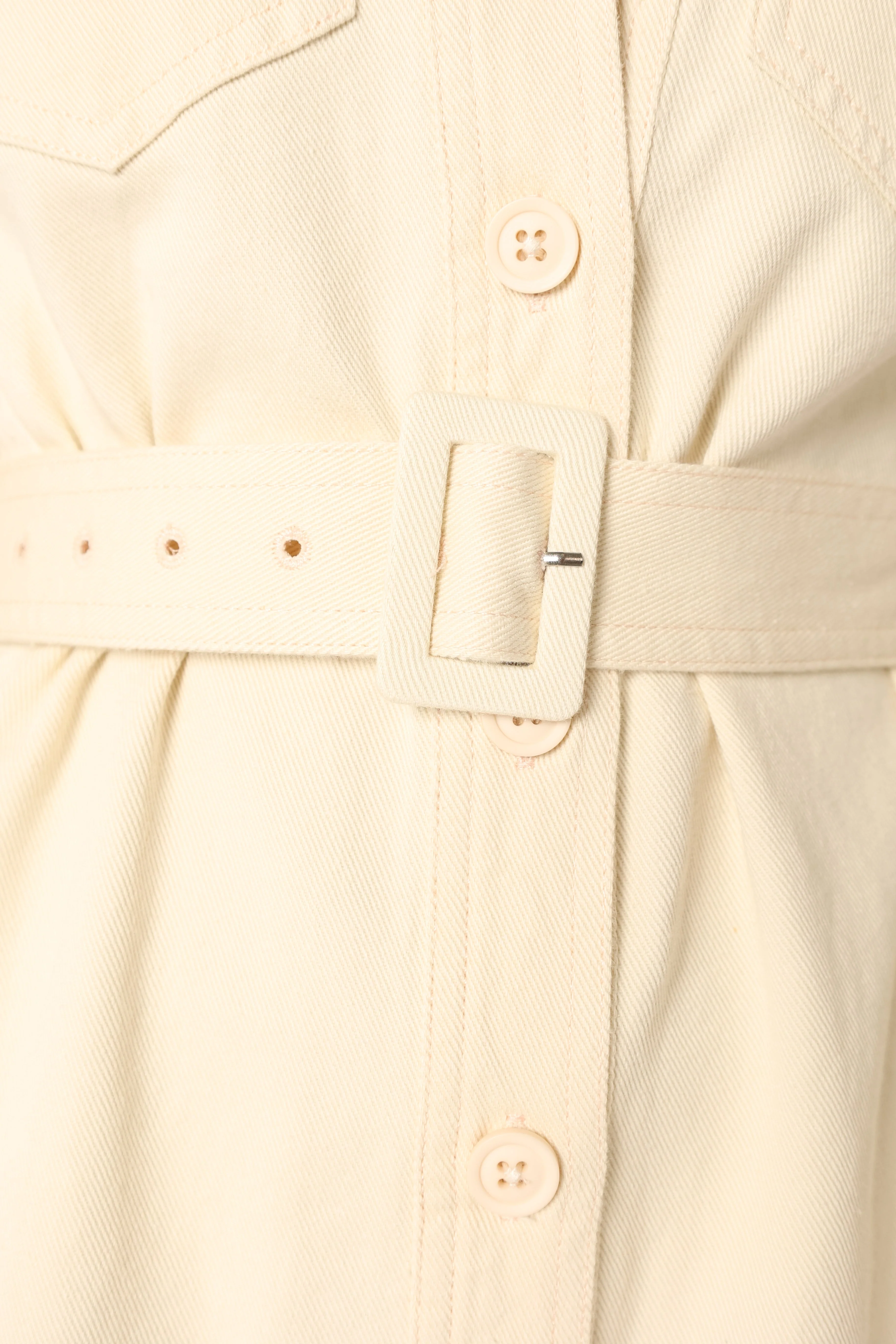 Rowan Contrast Stitch Mini Dress - Ecru