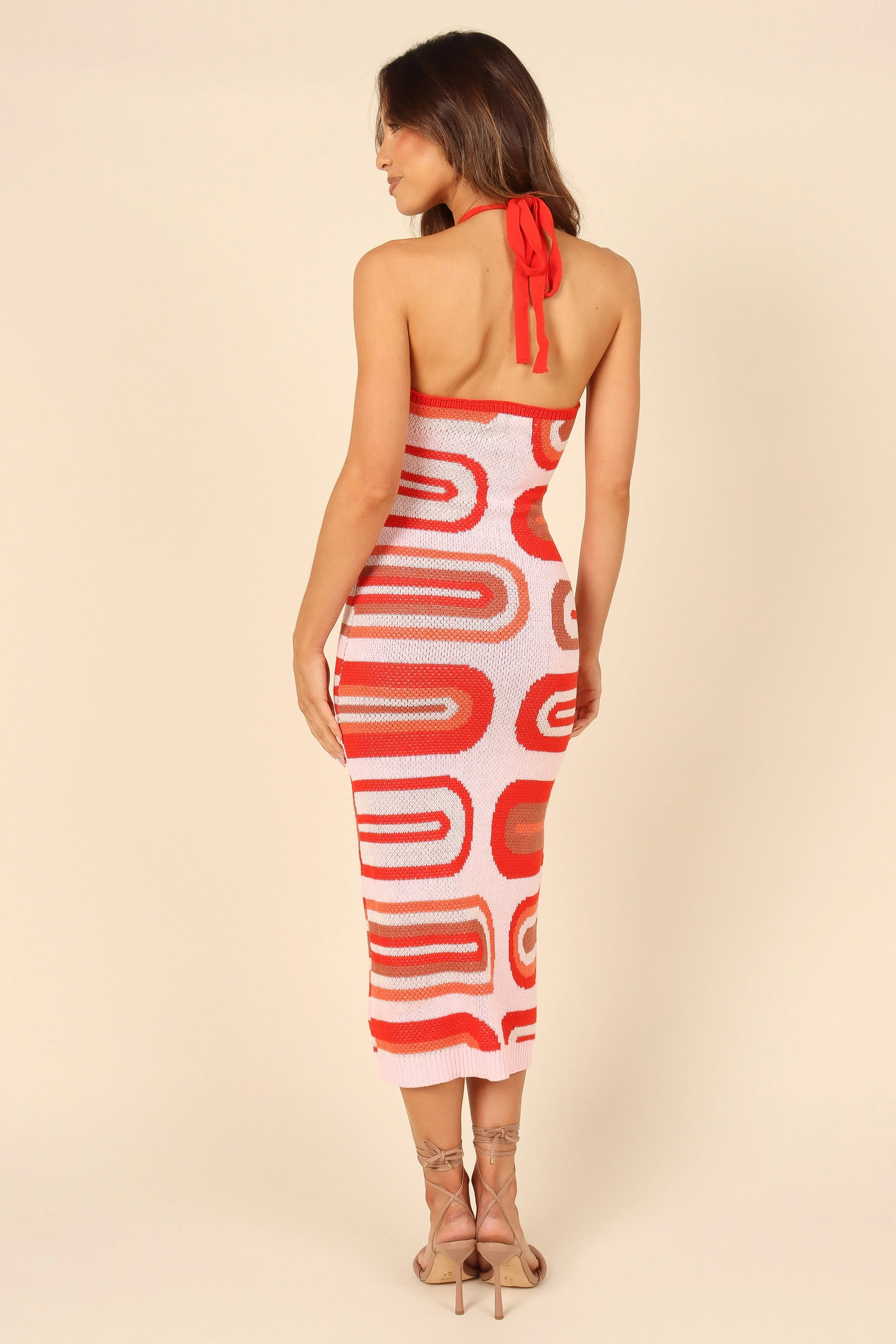 Ximeno Knit Halter Dress - Red