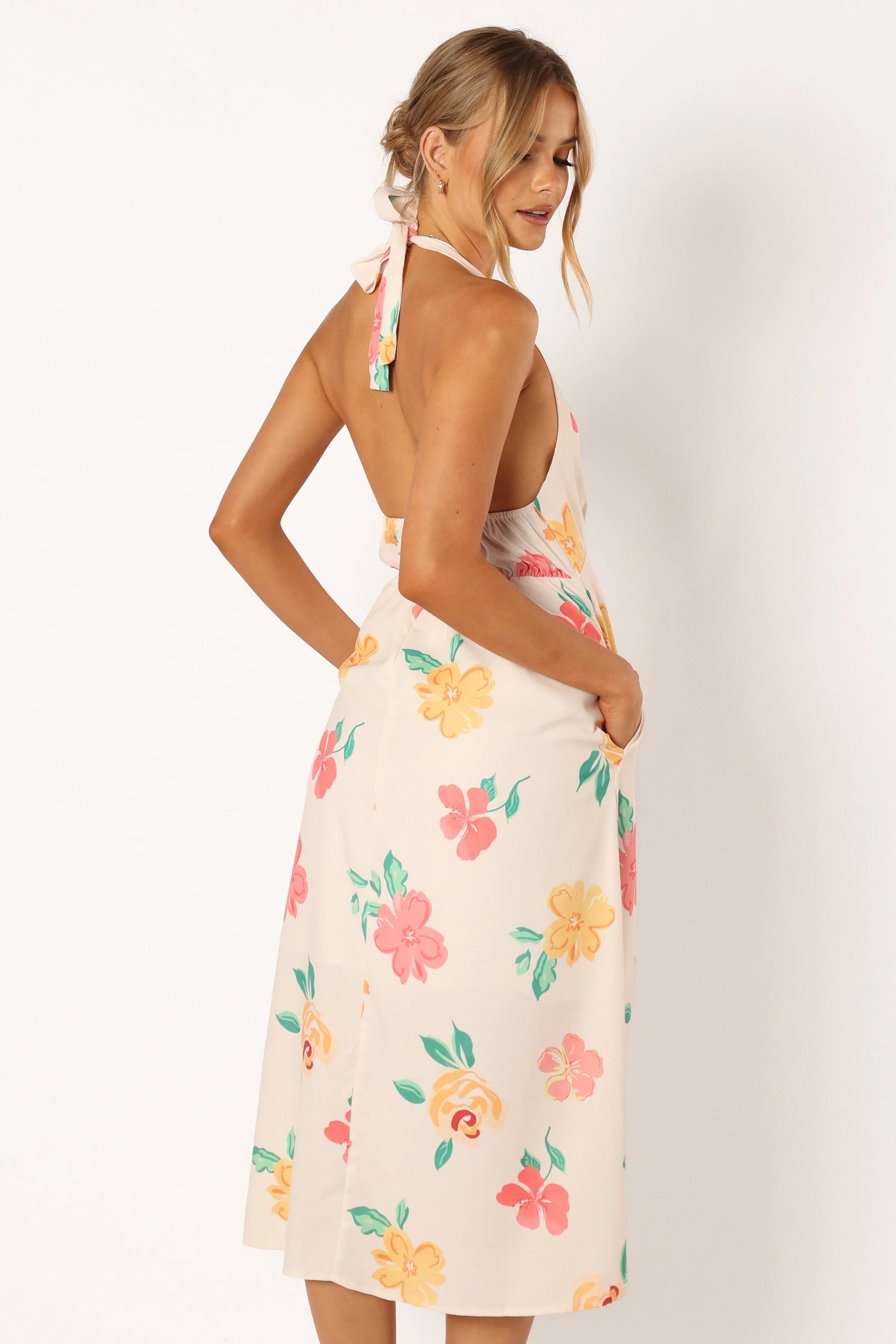 Lylly Floral Midi Dress - White