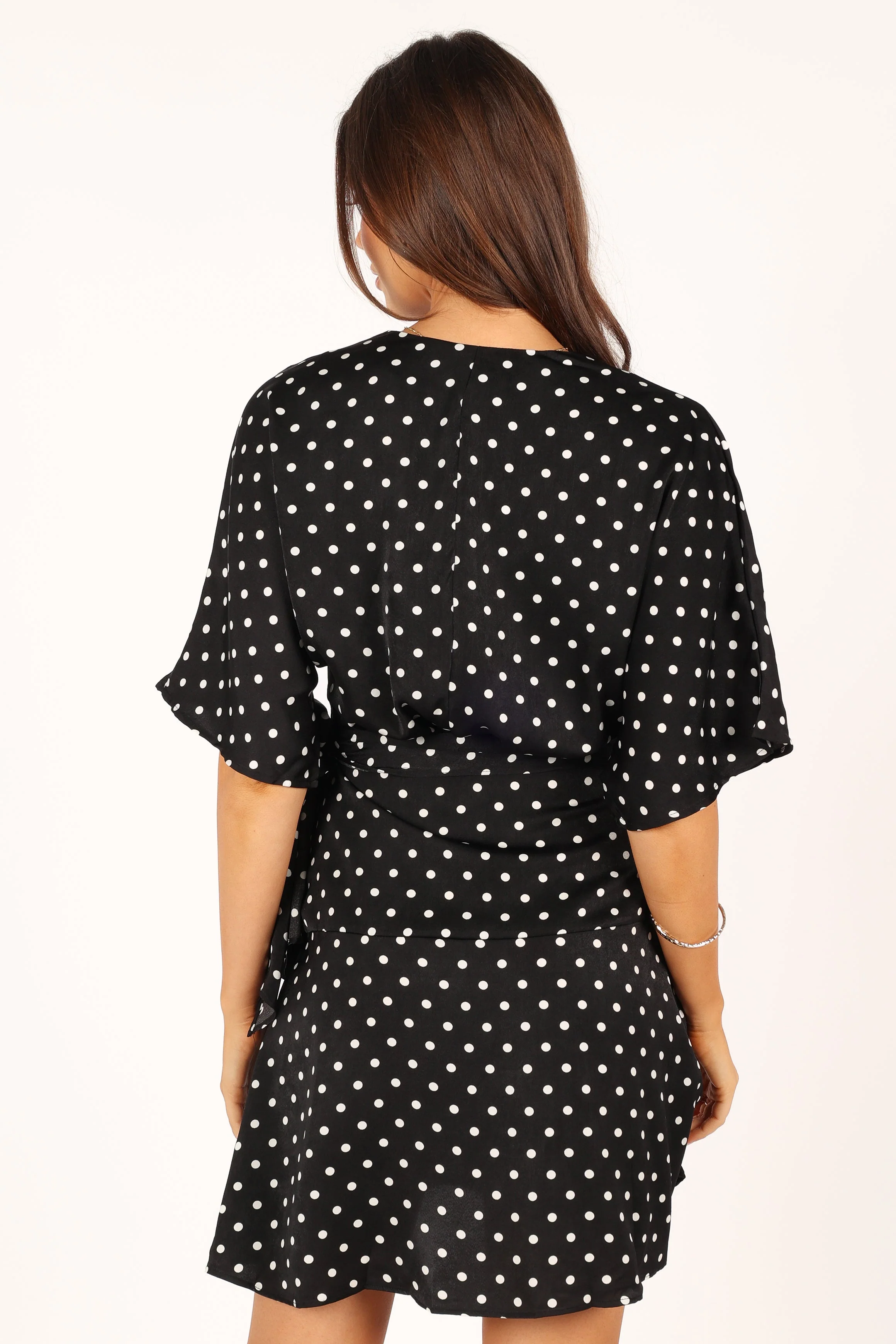 Quest Mini Wrap Dress - Black White Polka Dot