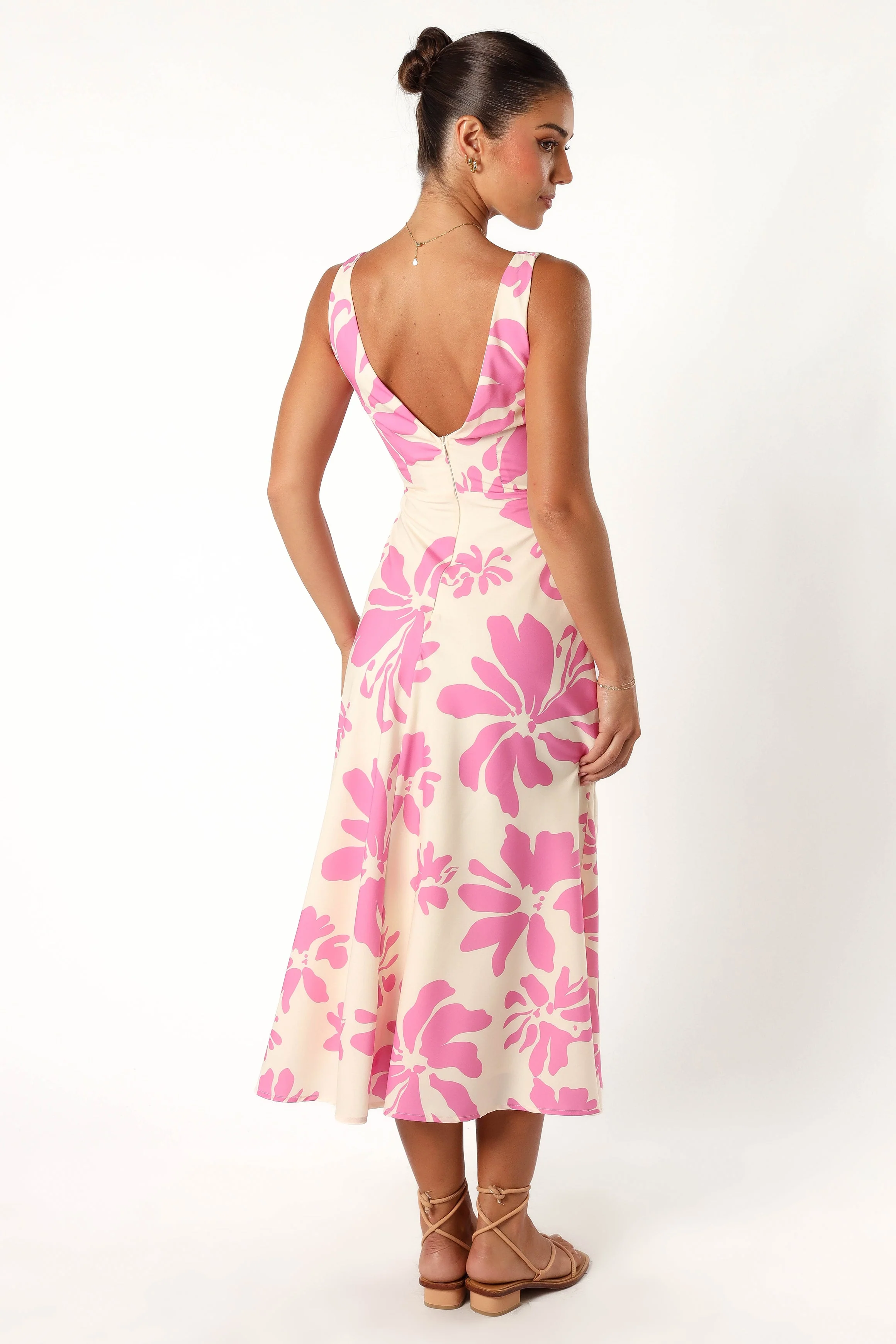 Lendall Cut Out Midi Dress - Pink Floral