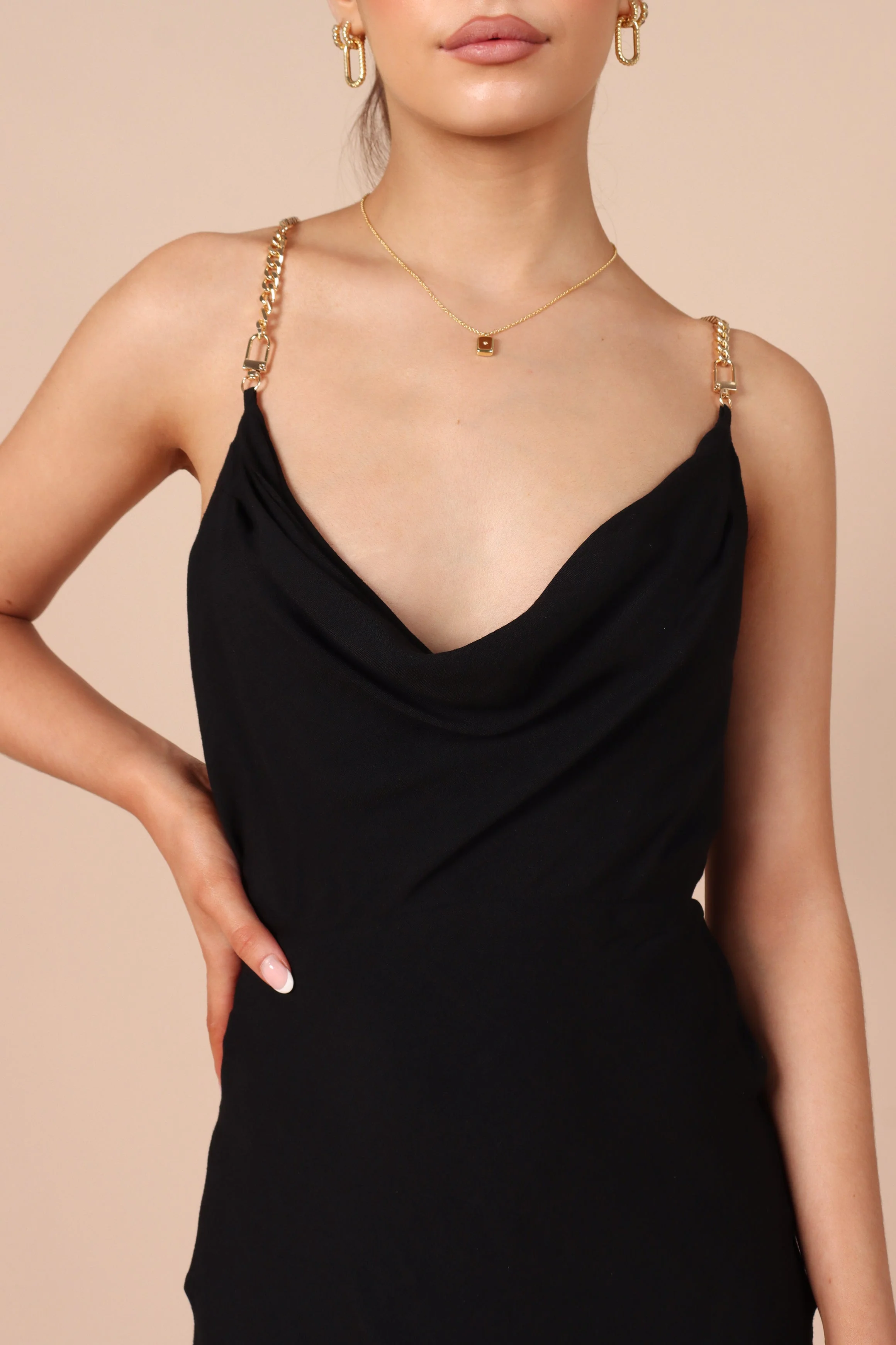 Khaleesi Slip Midi Dress - Black