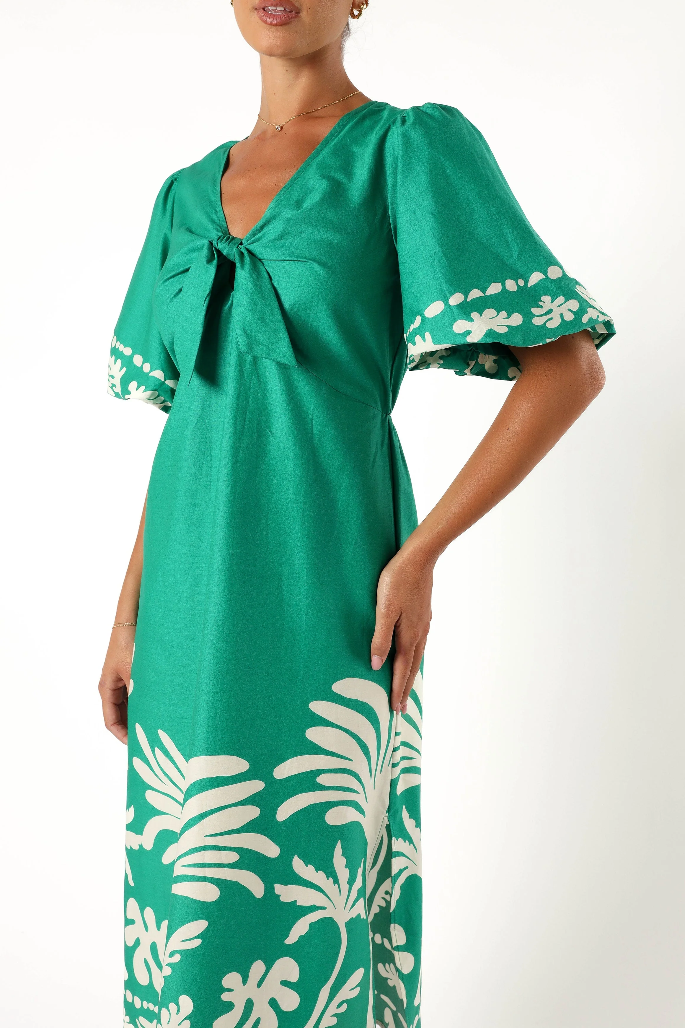Chinta Midi Dress - Green Print
