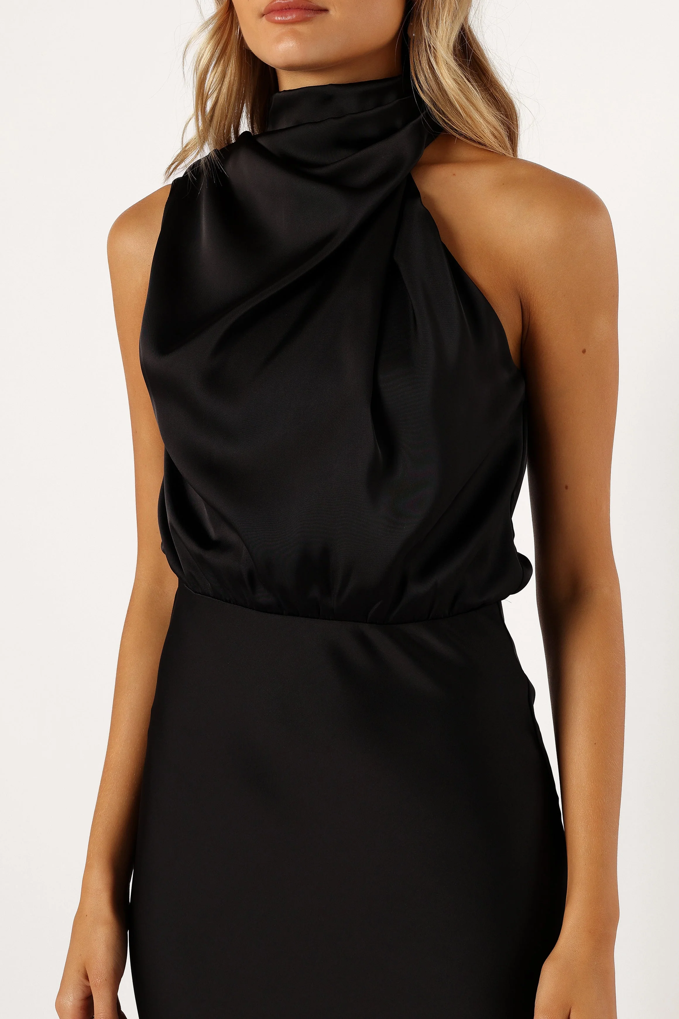 Anabelle Halter Neck Midi Dress - Black