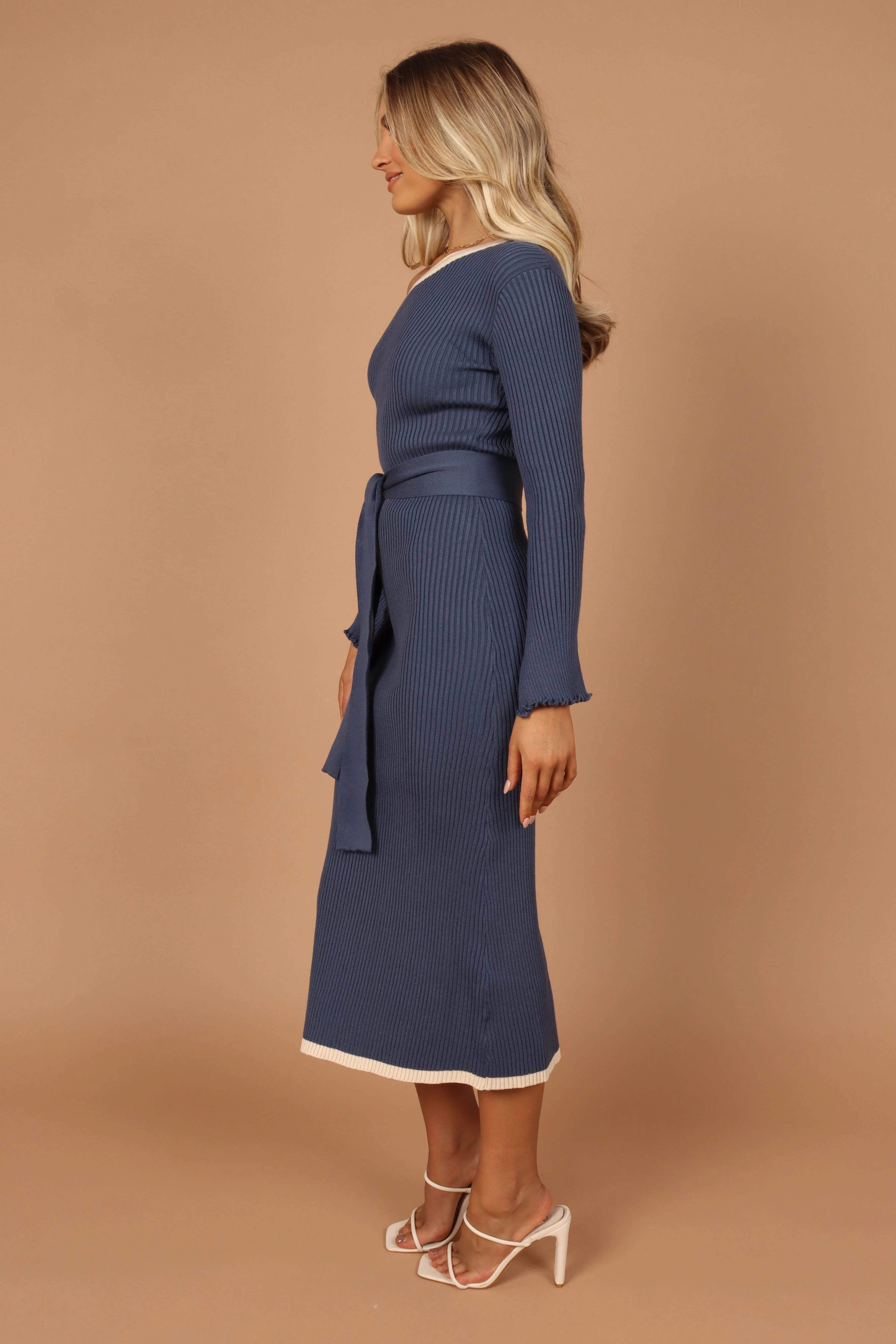 Milan Off Shoulder Midi Dress - Midnight Blue