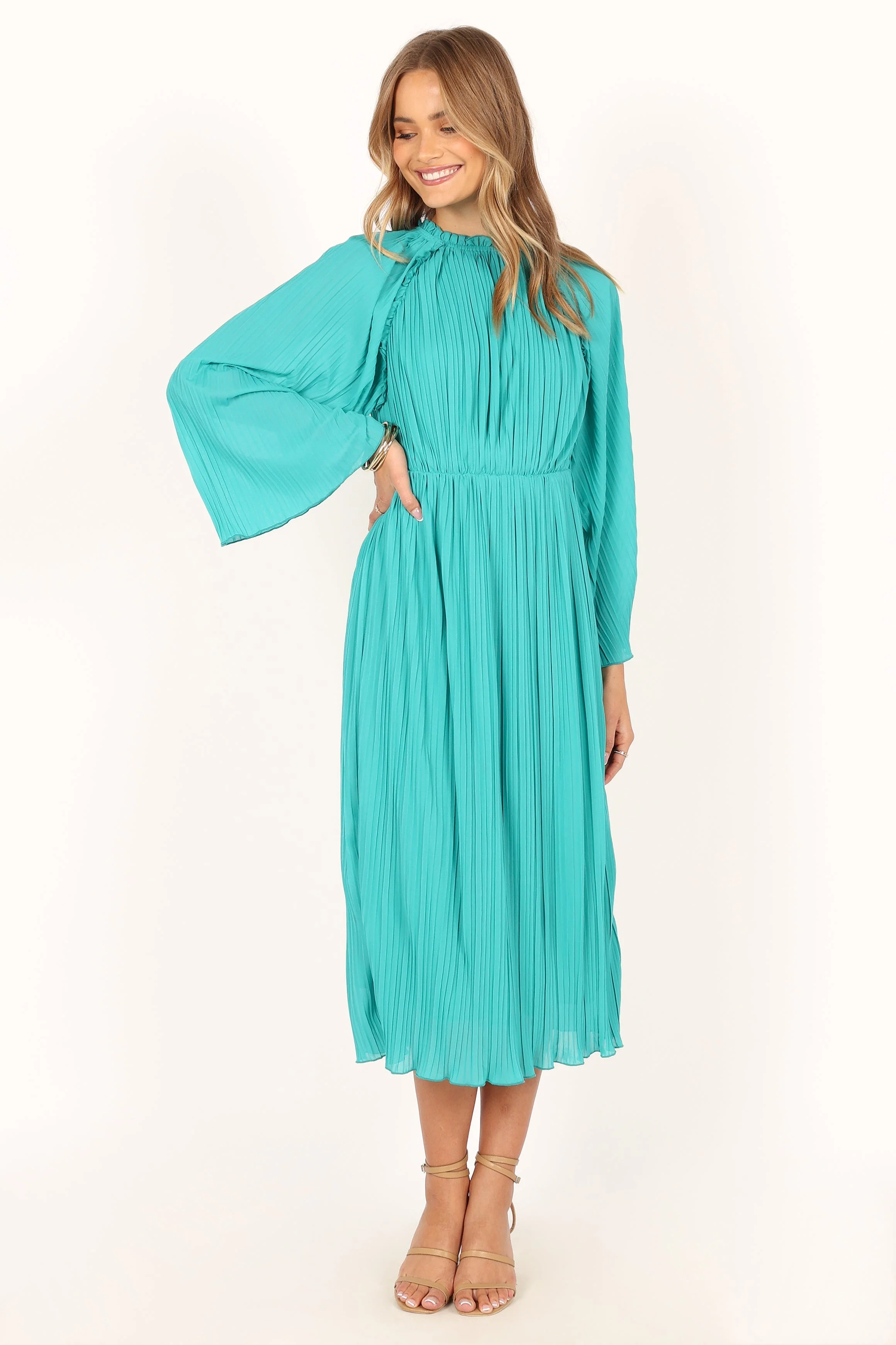 Olivia Long Sleeve Midi Dress - Teal