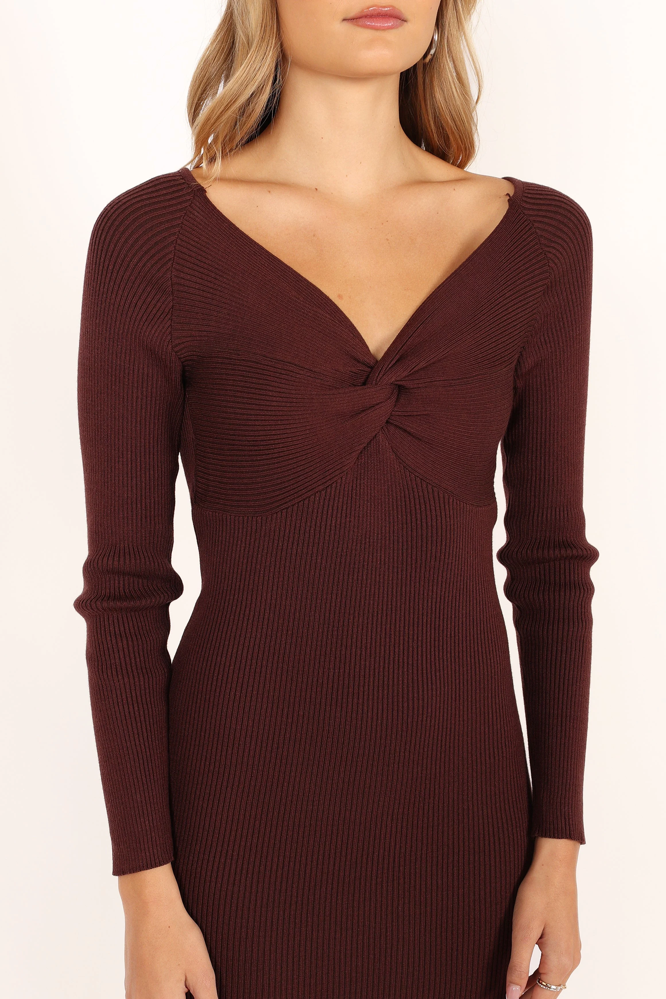 Fifi Long Sleeve Midi Dress - Wine