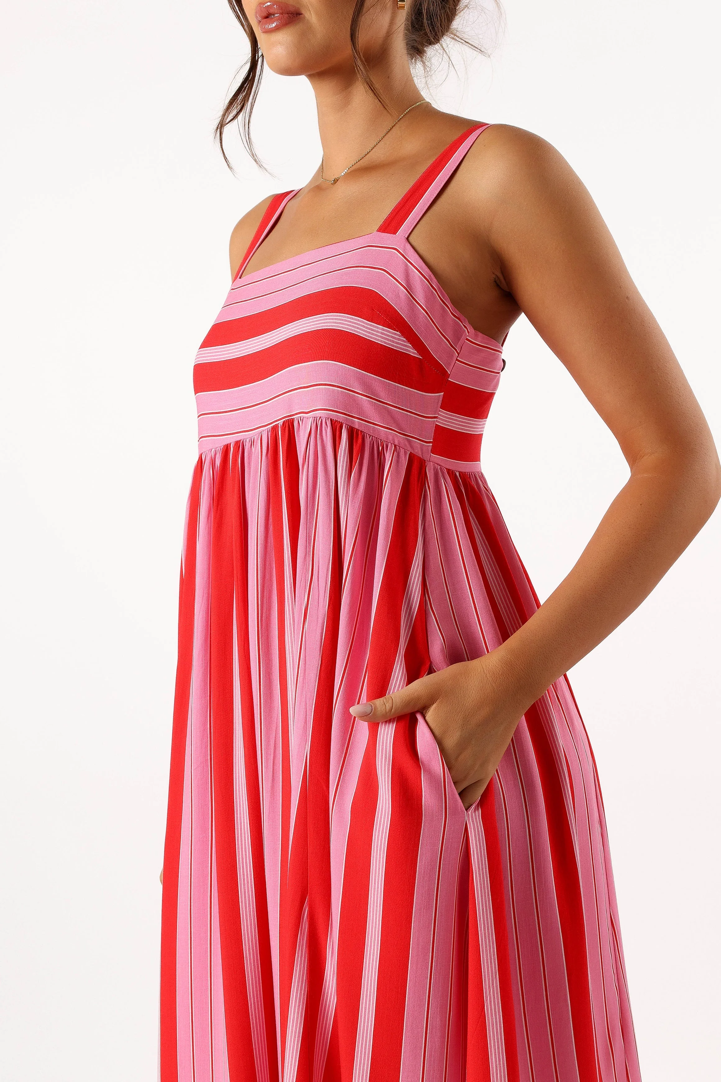 Aurelia Midi Dress - Pink Stripe