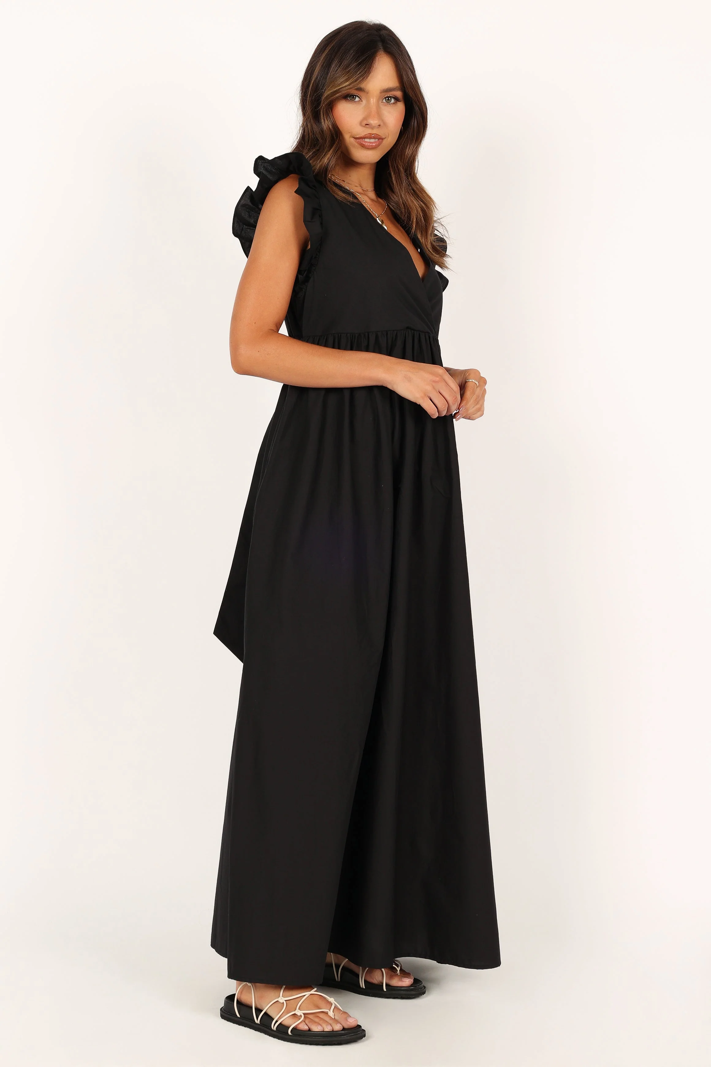 Scout Frill Shoulder Maxi Dress - Black