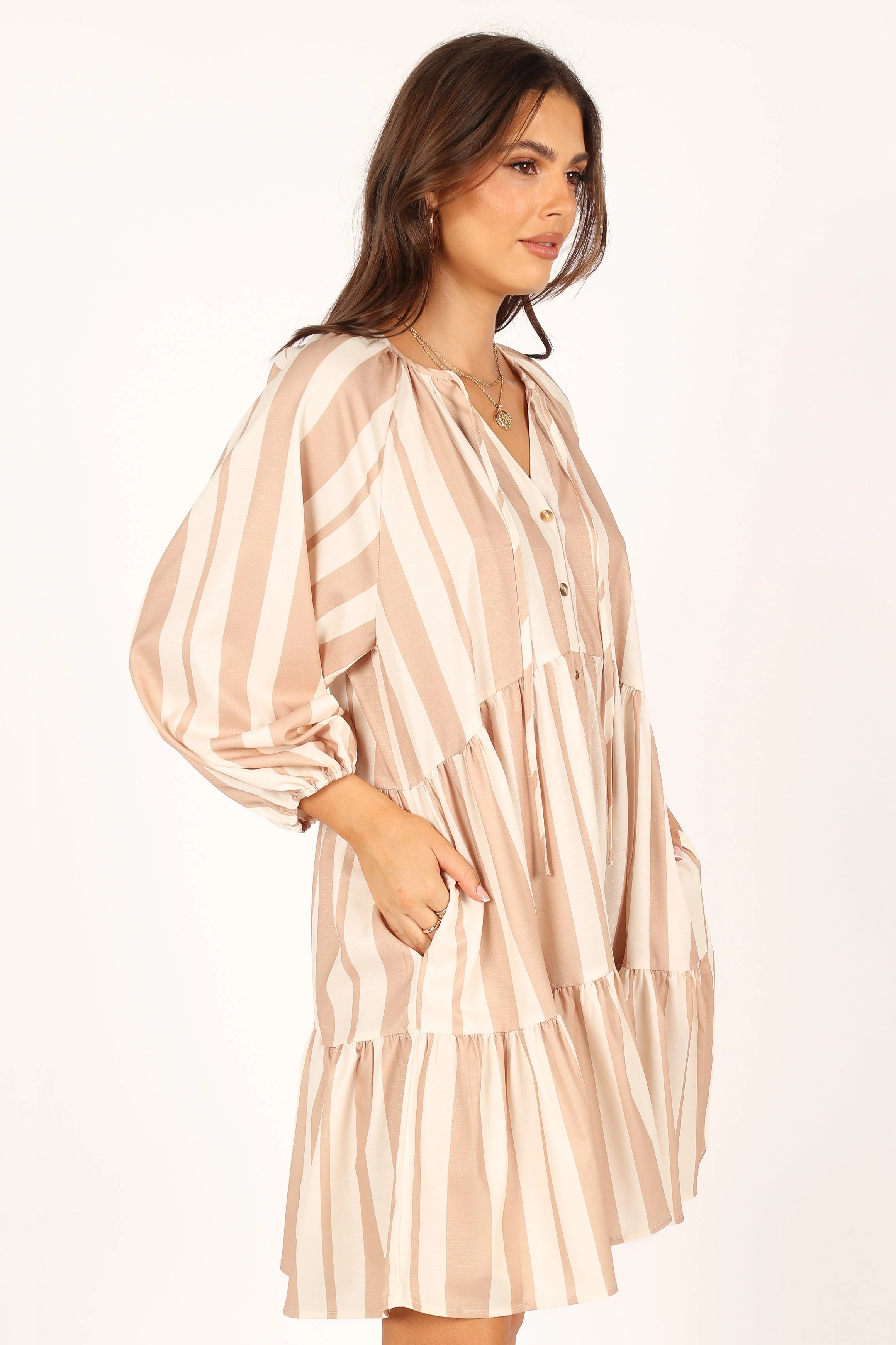 Penn Mini Dress - Tan Stripe