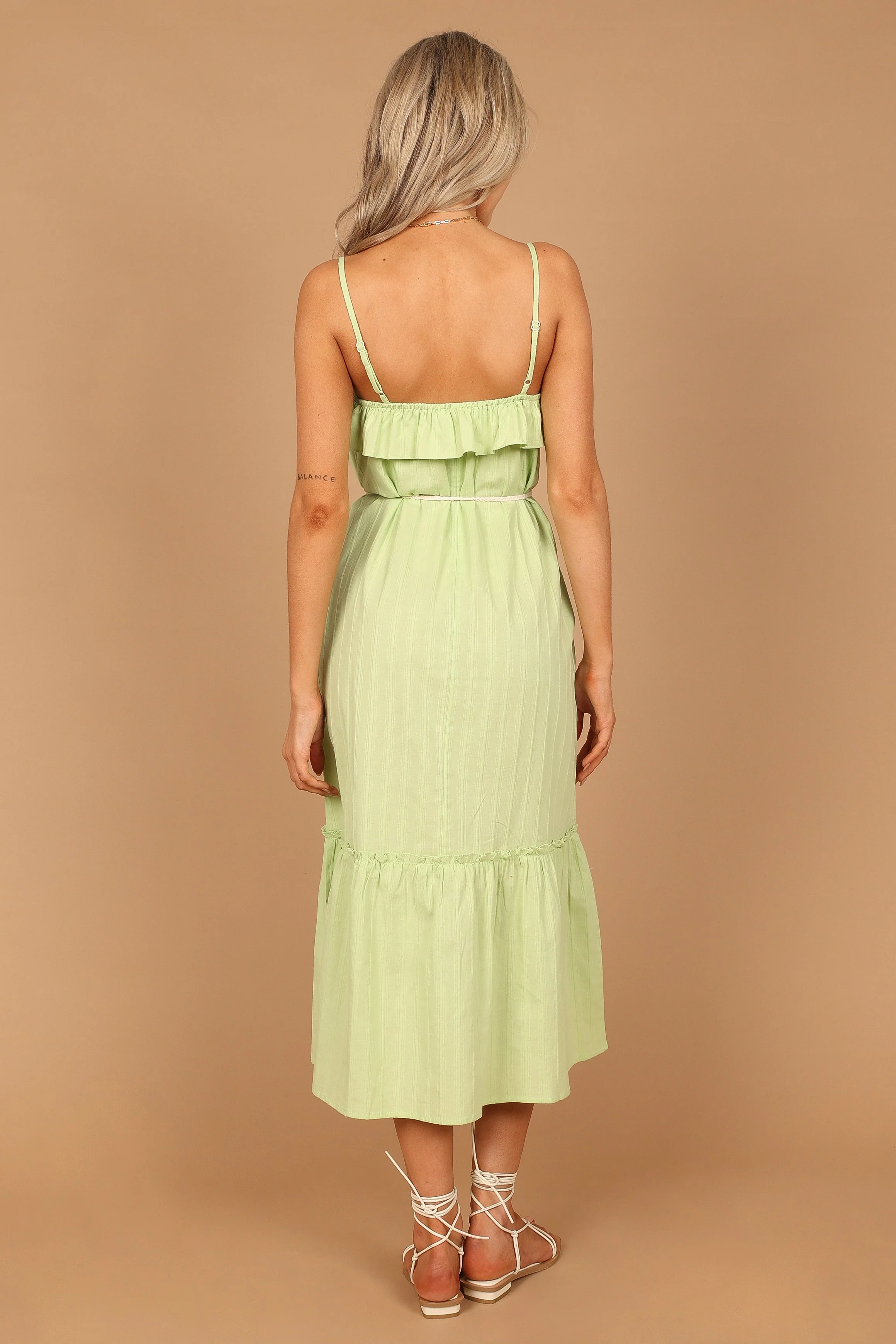 Capri Frilled Midi Dress - Lime