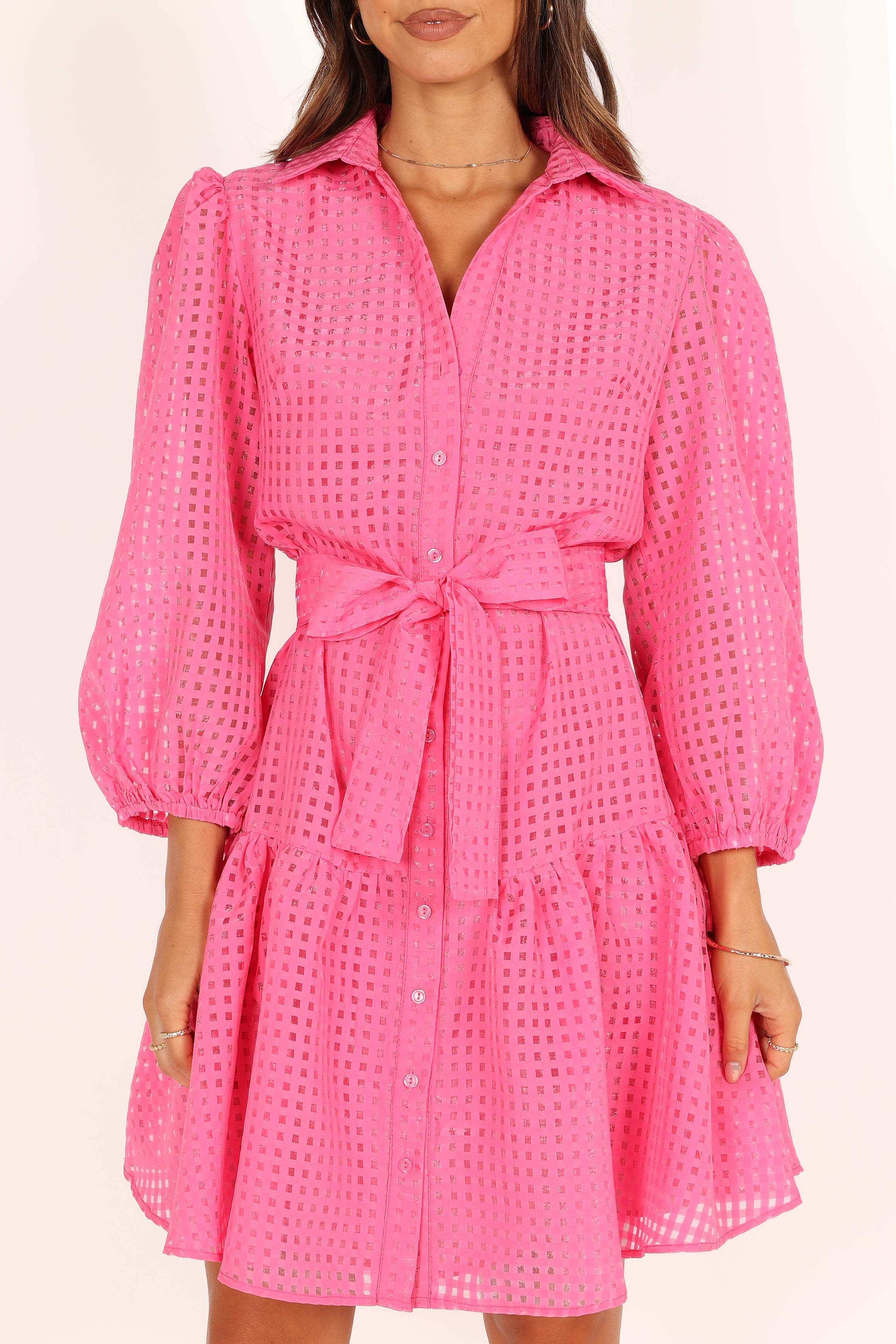 Belinda Long Sleeve Mini Dress - Pink