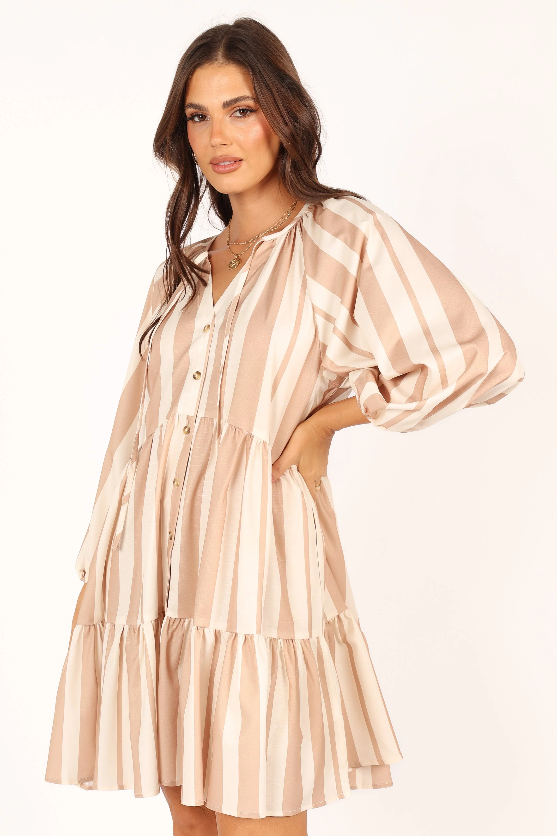 Penn Mini Dress - Tan Stripe