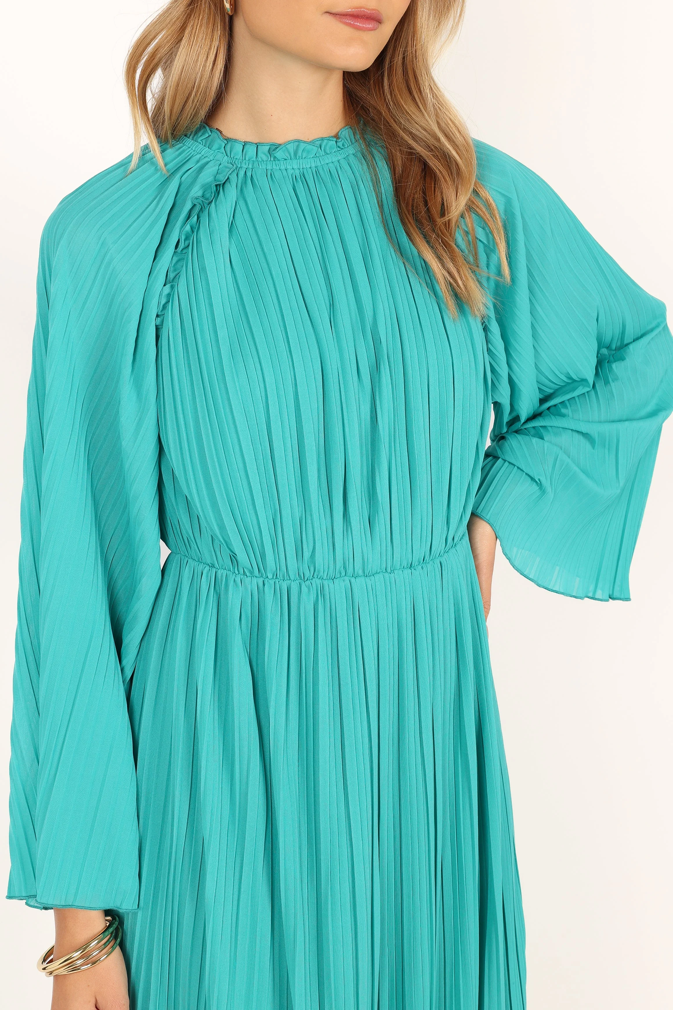 Olivia Long Sleeve Midi Dress - Teal