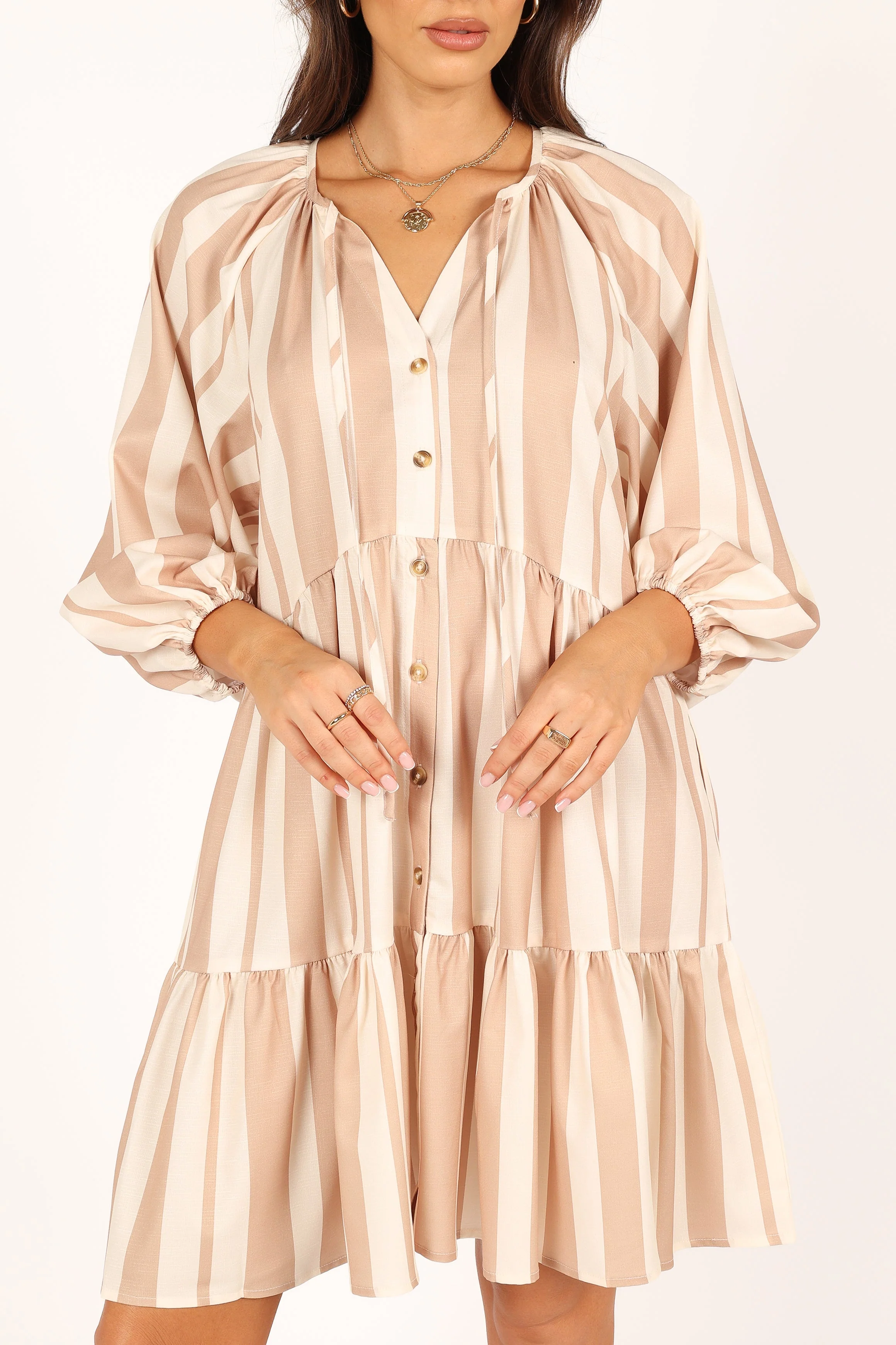 Penn Mini Dress - Tan Stripe