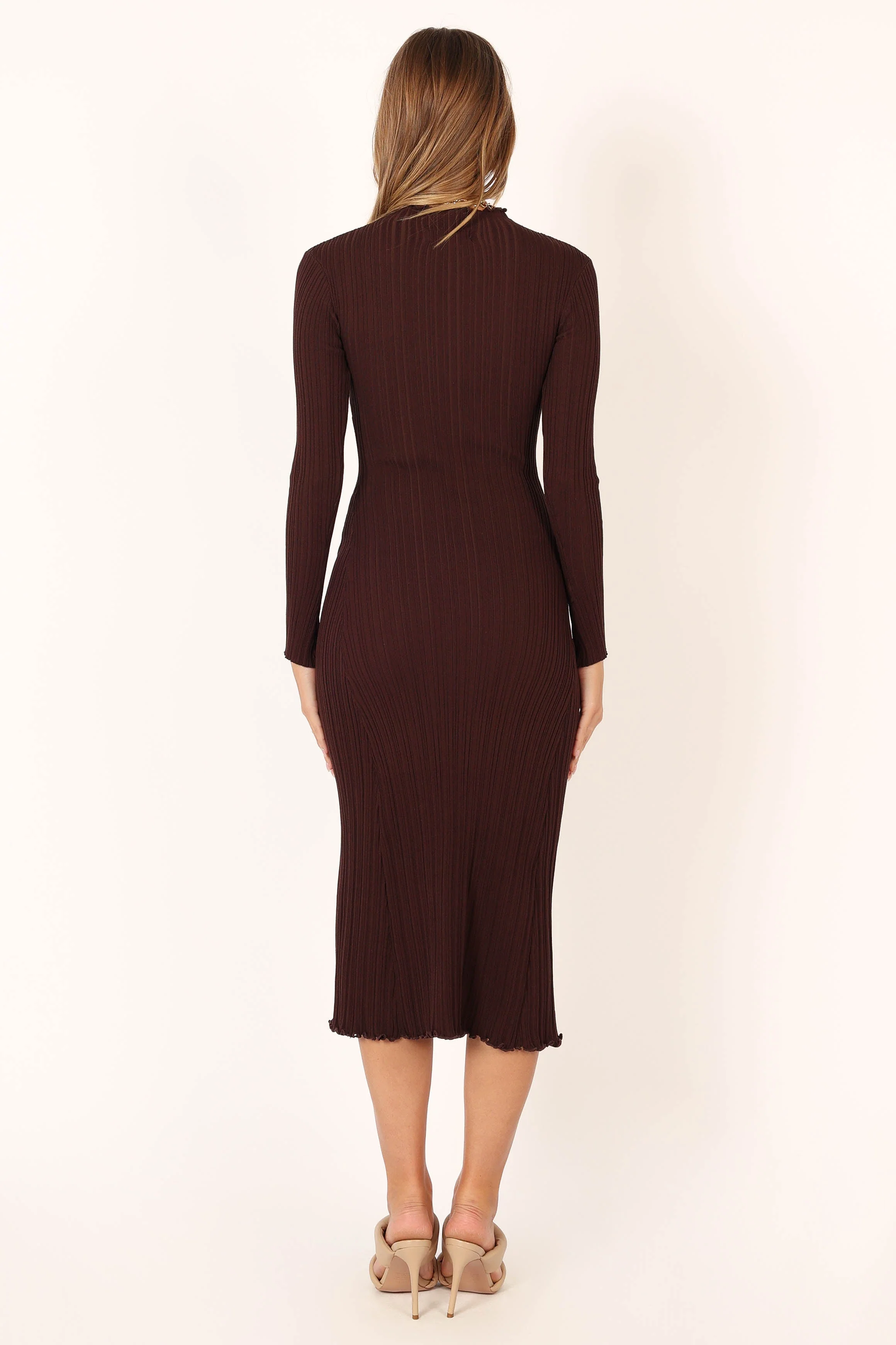 Theo Long Sleeve Midi Dress - Chocolate