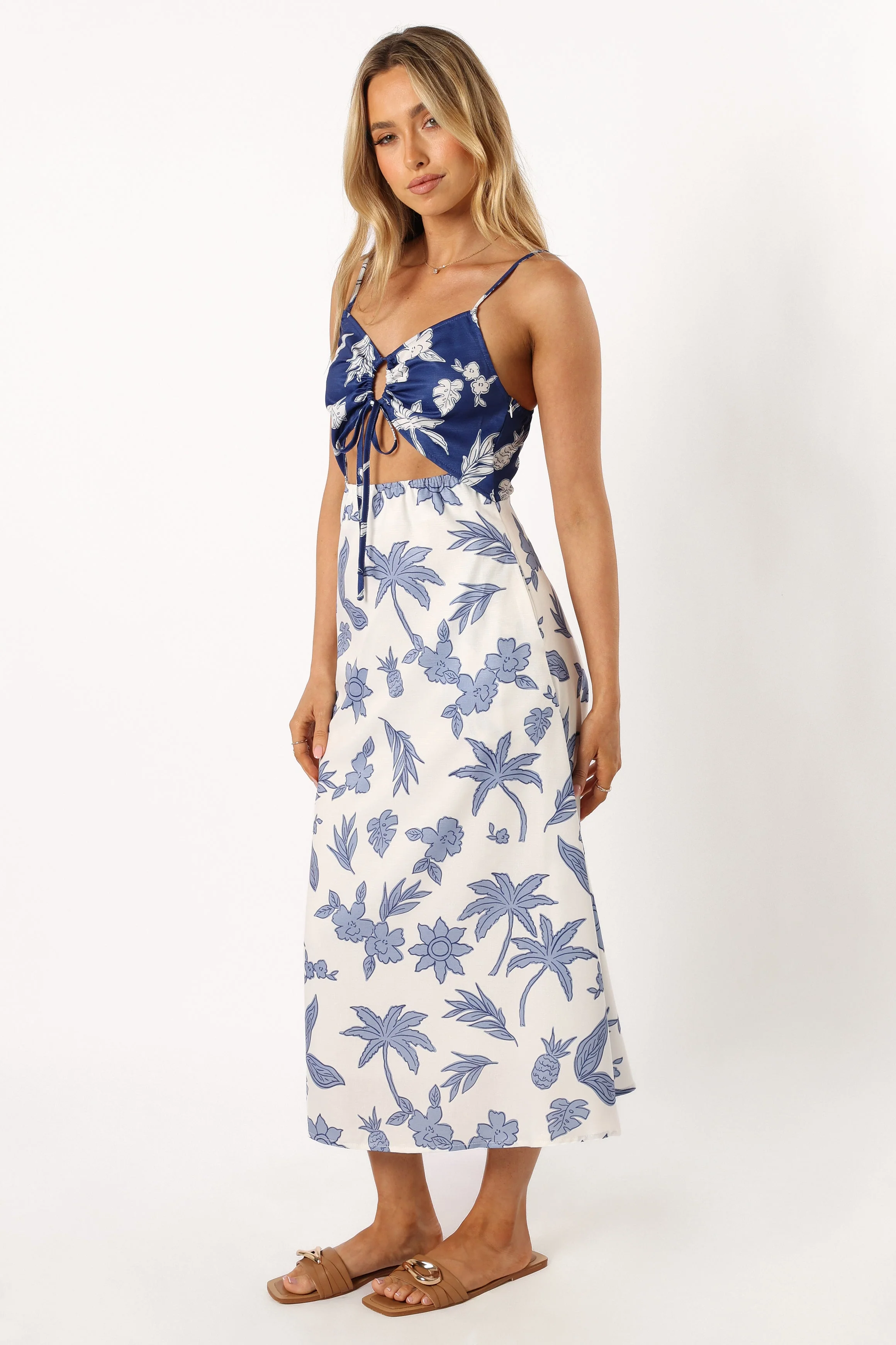 Lothora Midi Dress - Navy White