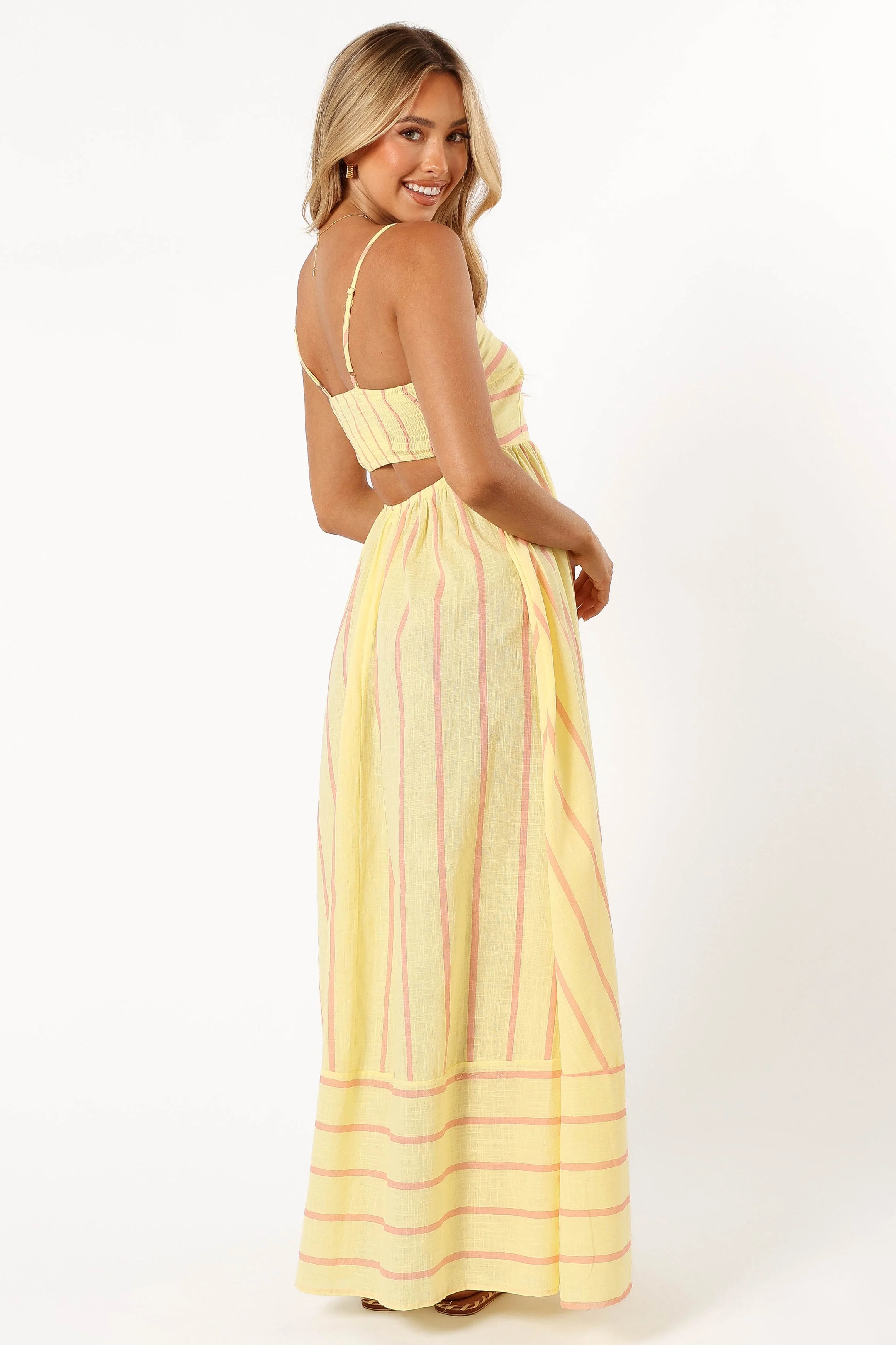 Pixie Maxi Dress - Yellow Pink Stripe