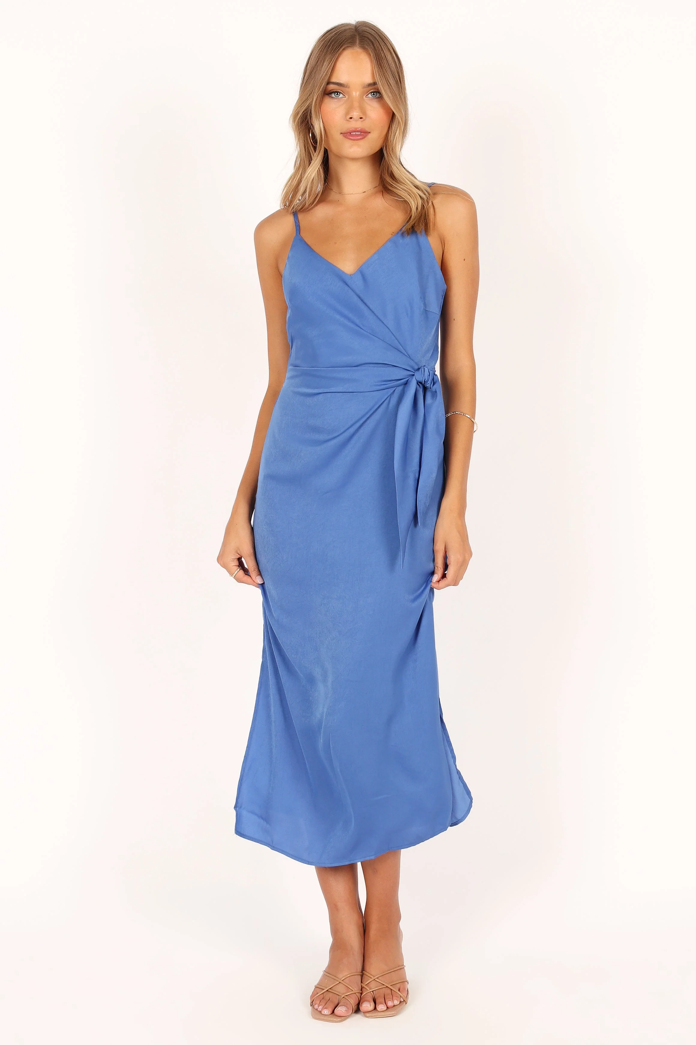 Anna Wrap Midi Dress - Blue