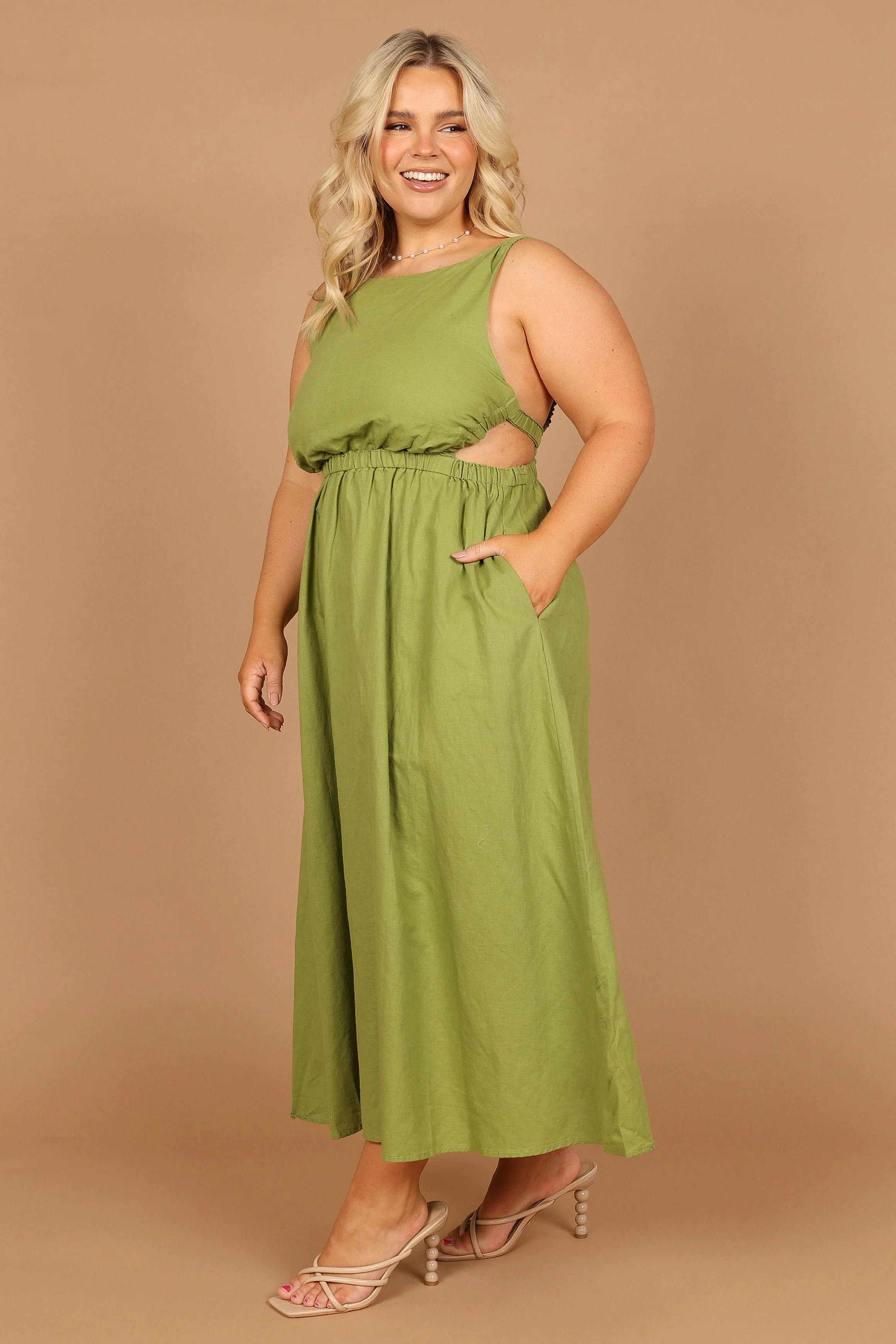 Aubrey Cutout Midi Dress - Green
